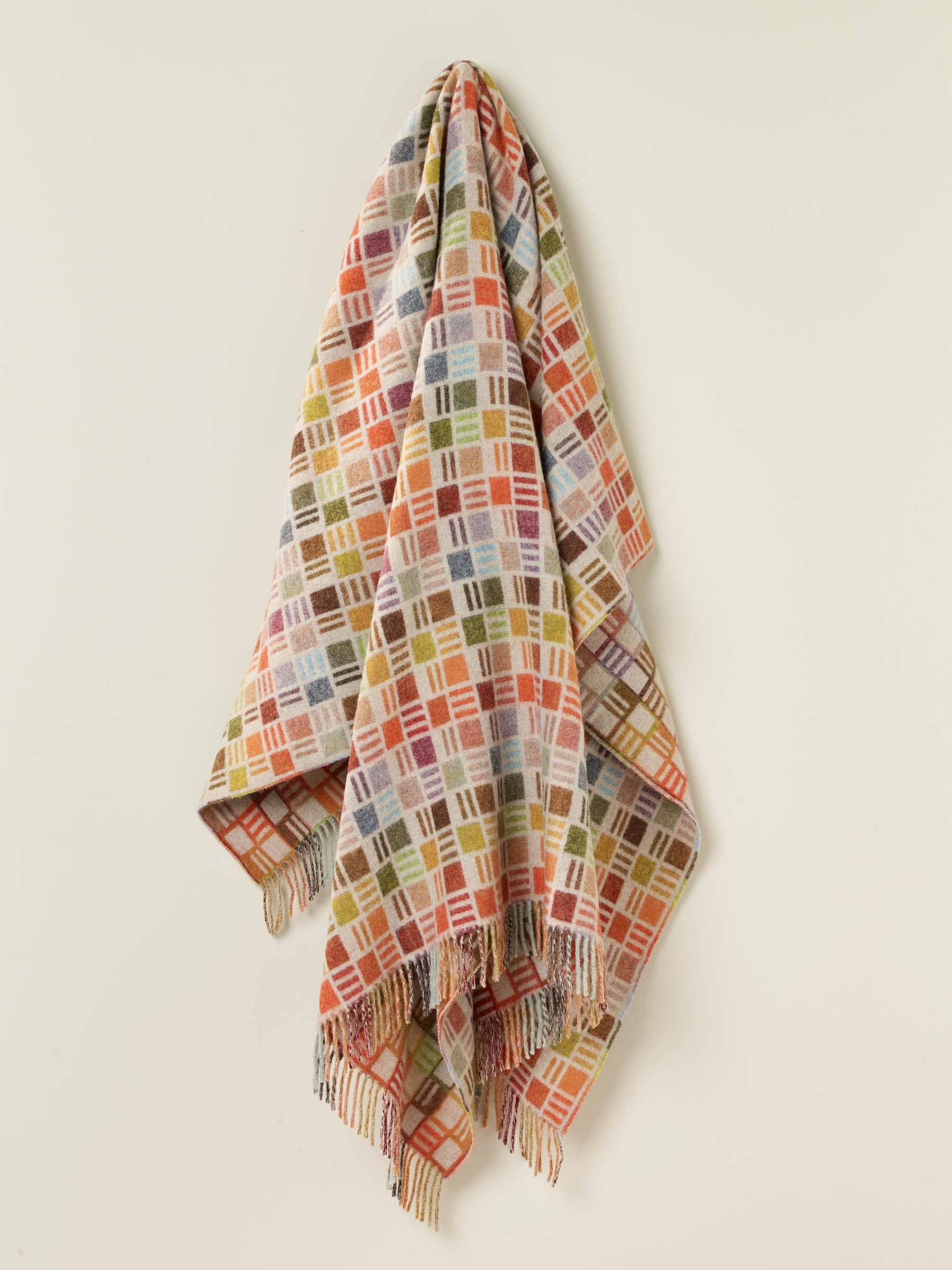 Ribbon Multi Colour Merino Throw: Grey/Multi