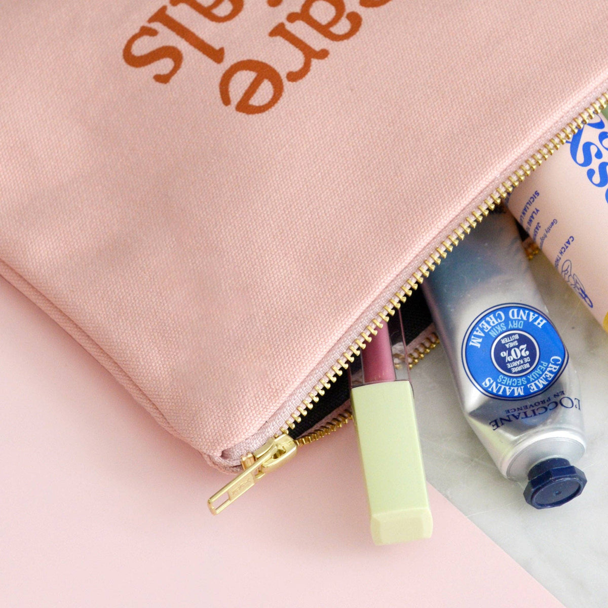 Self-Care Essentials Blush Pink Canvas Pouch