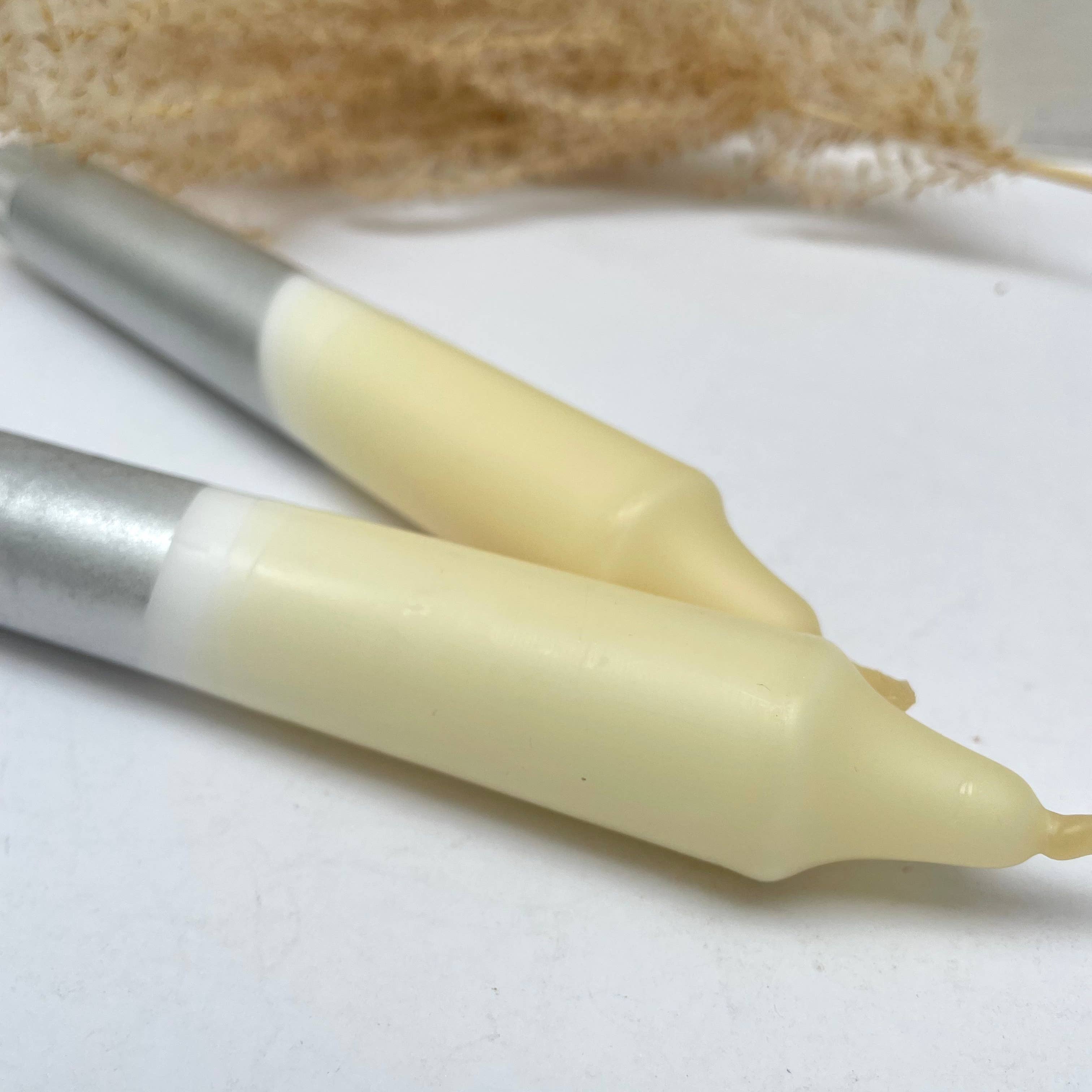 Hawthorn Blossom & Silver Dip Dyed Dinner Candles - Set of 2