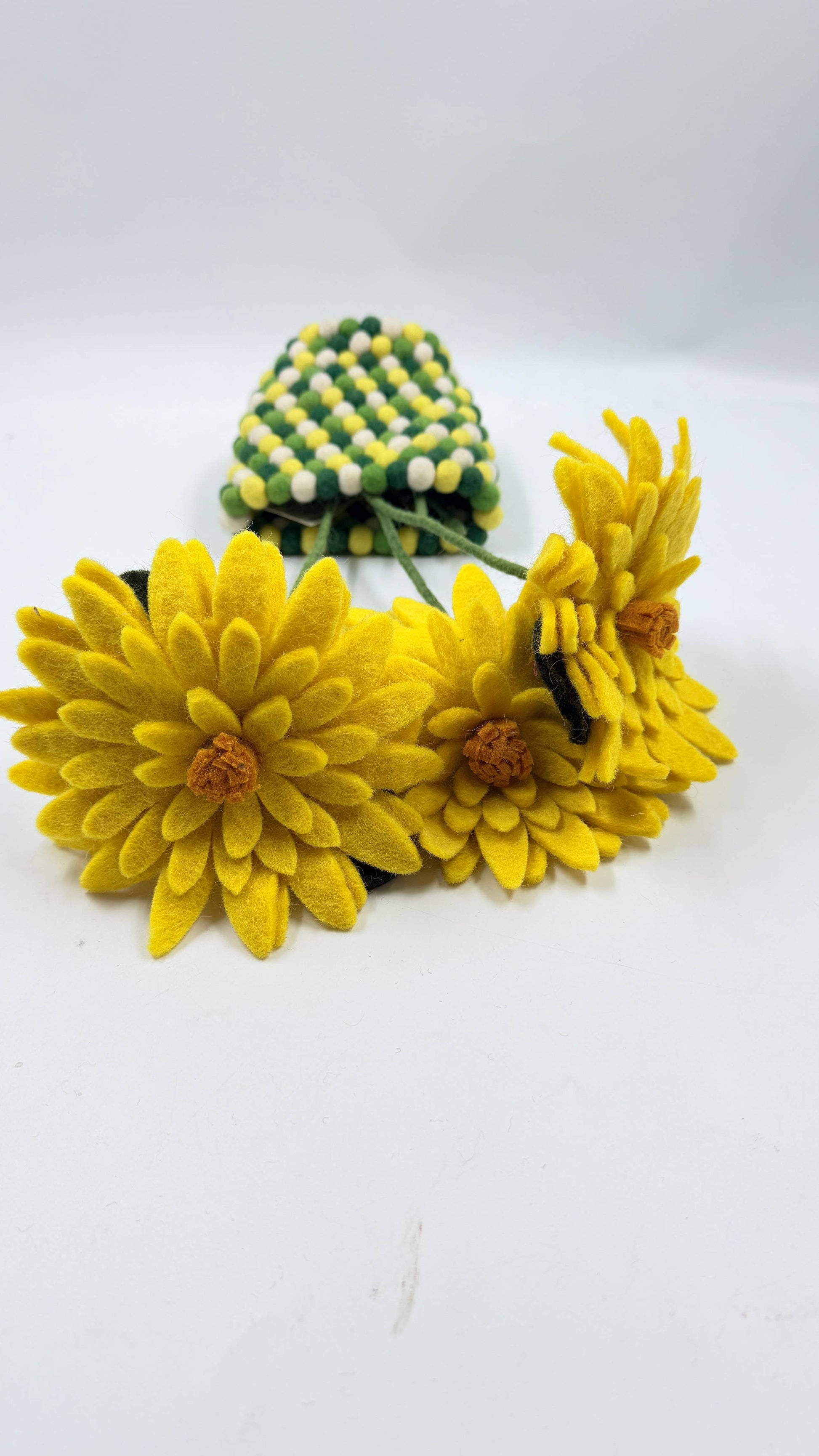 Felt Sunflower Stem – Handmade Yellow Felt Flower Decoration