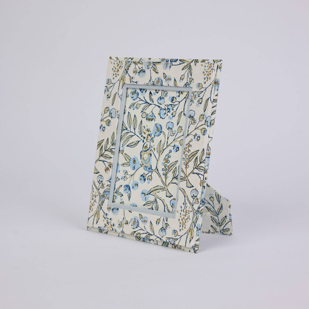 Songbird Blue Stone Hand Block Printed Picture Frame 5 × 7