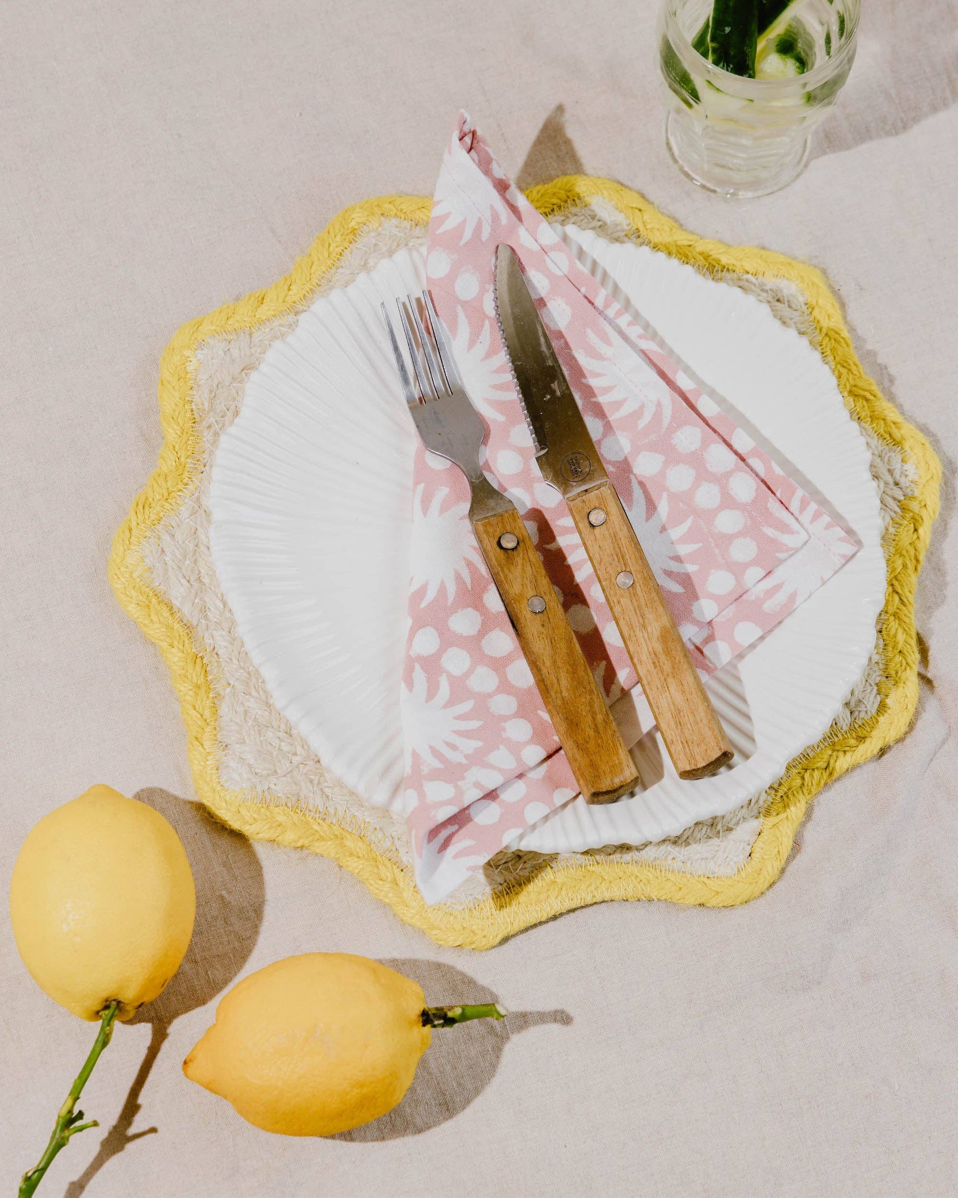 Sunburst Block Print Napkins Set of 4 Ochre Yellow