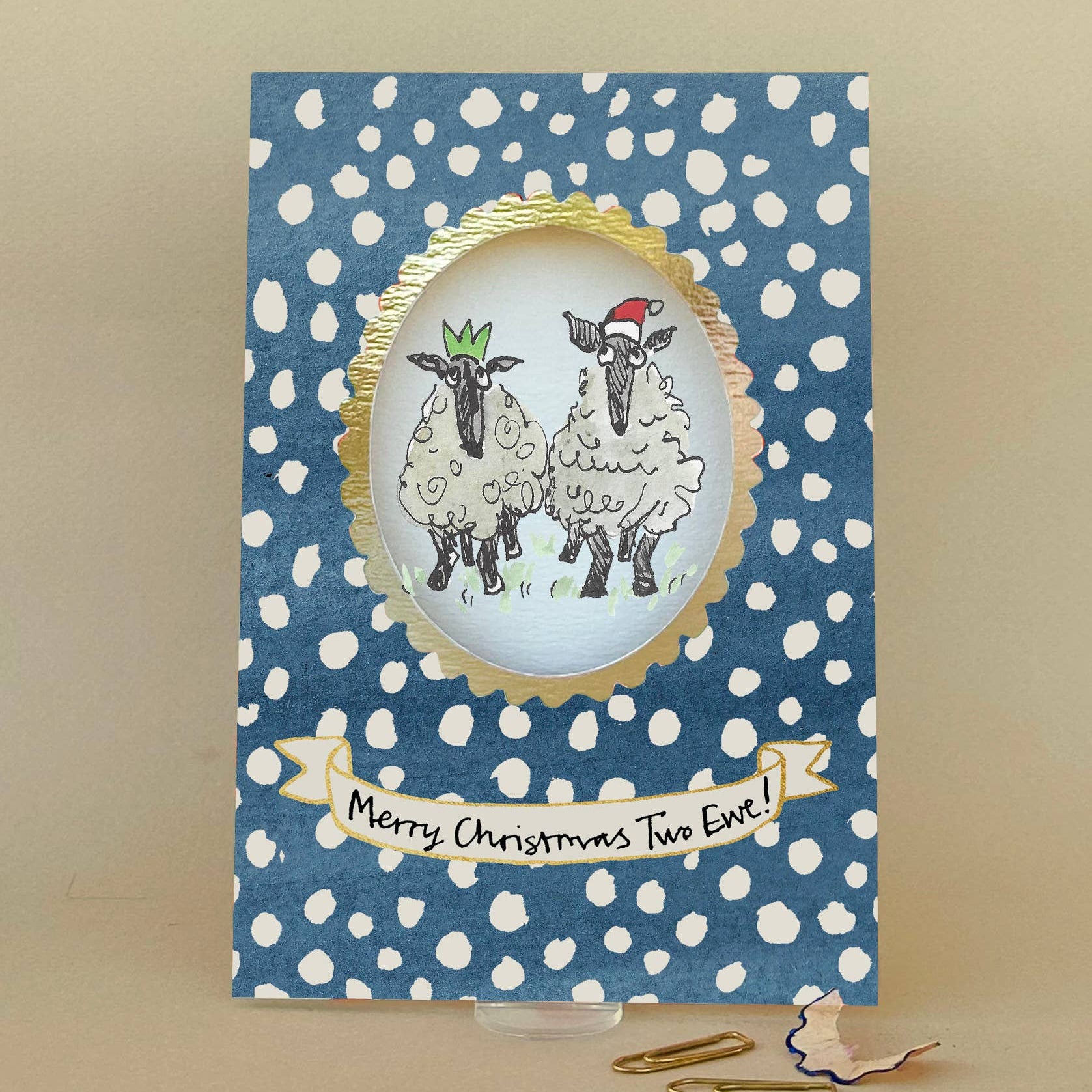 Merry Christmas Two Ewe Sheep Christmas Card