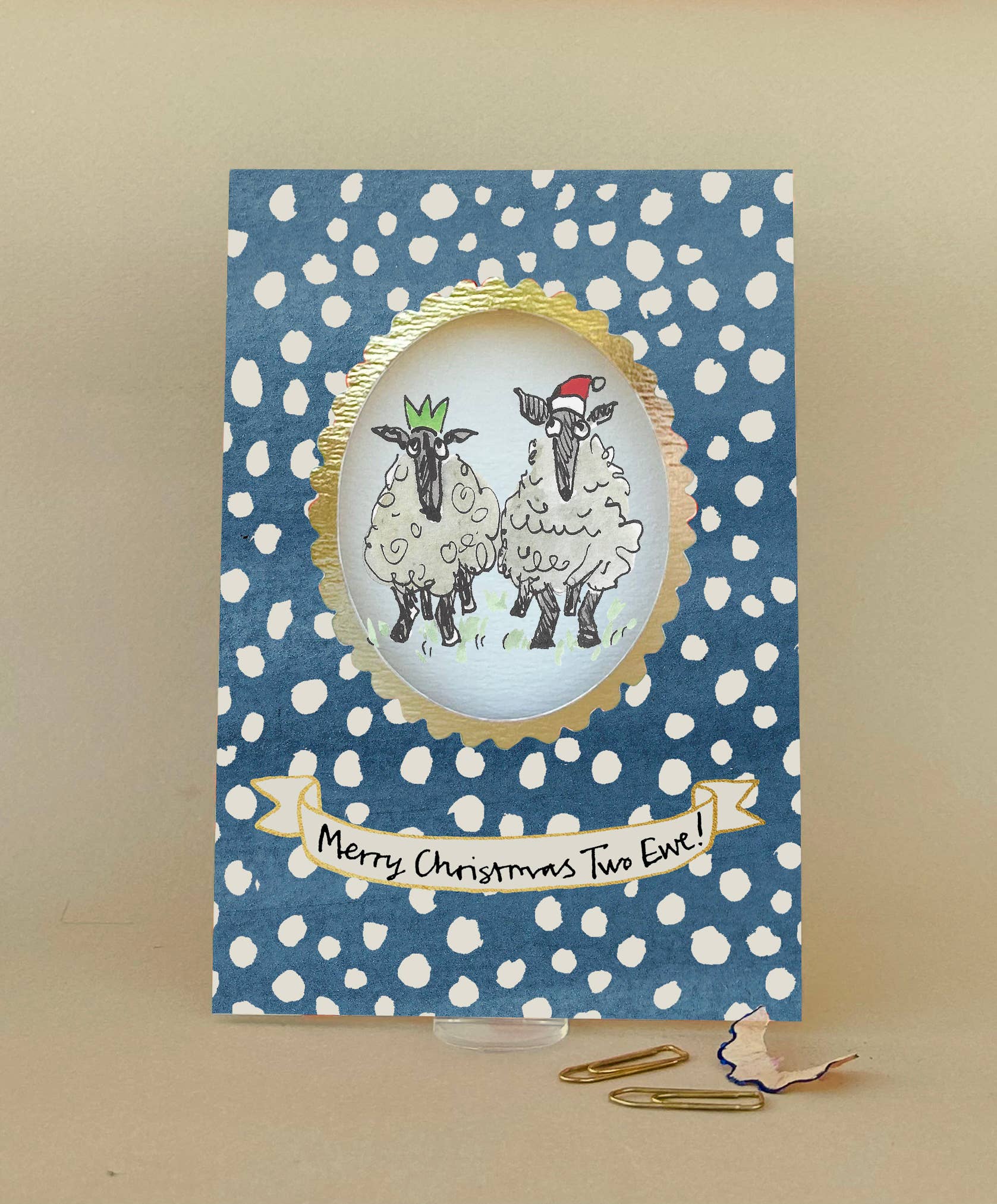 Merry Christmas Two Ewe Sheep Christmas Card
