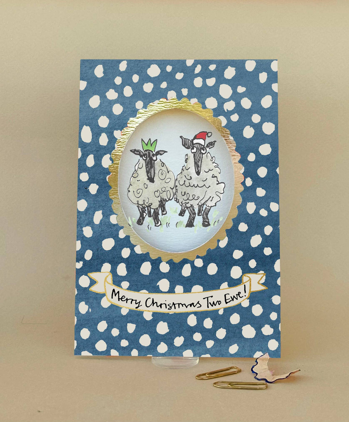 Merry Christmas Two Ewe Sheep Christmas Card