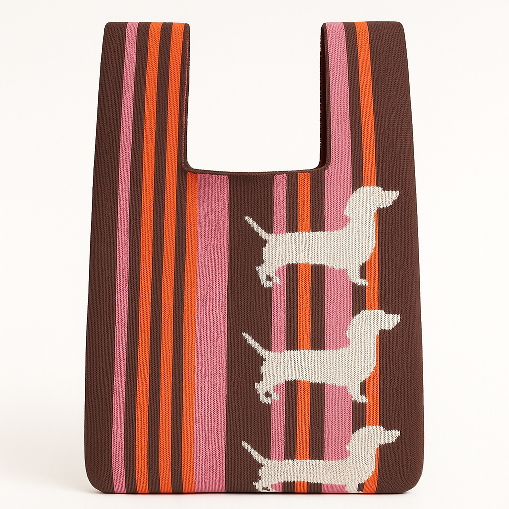 Sausage & Stripes Knitted Bag – Dachshund Tote