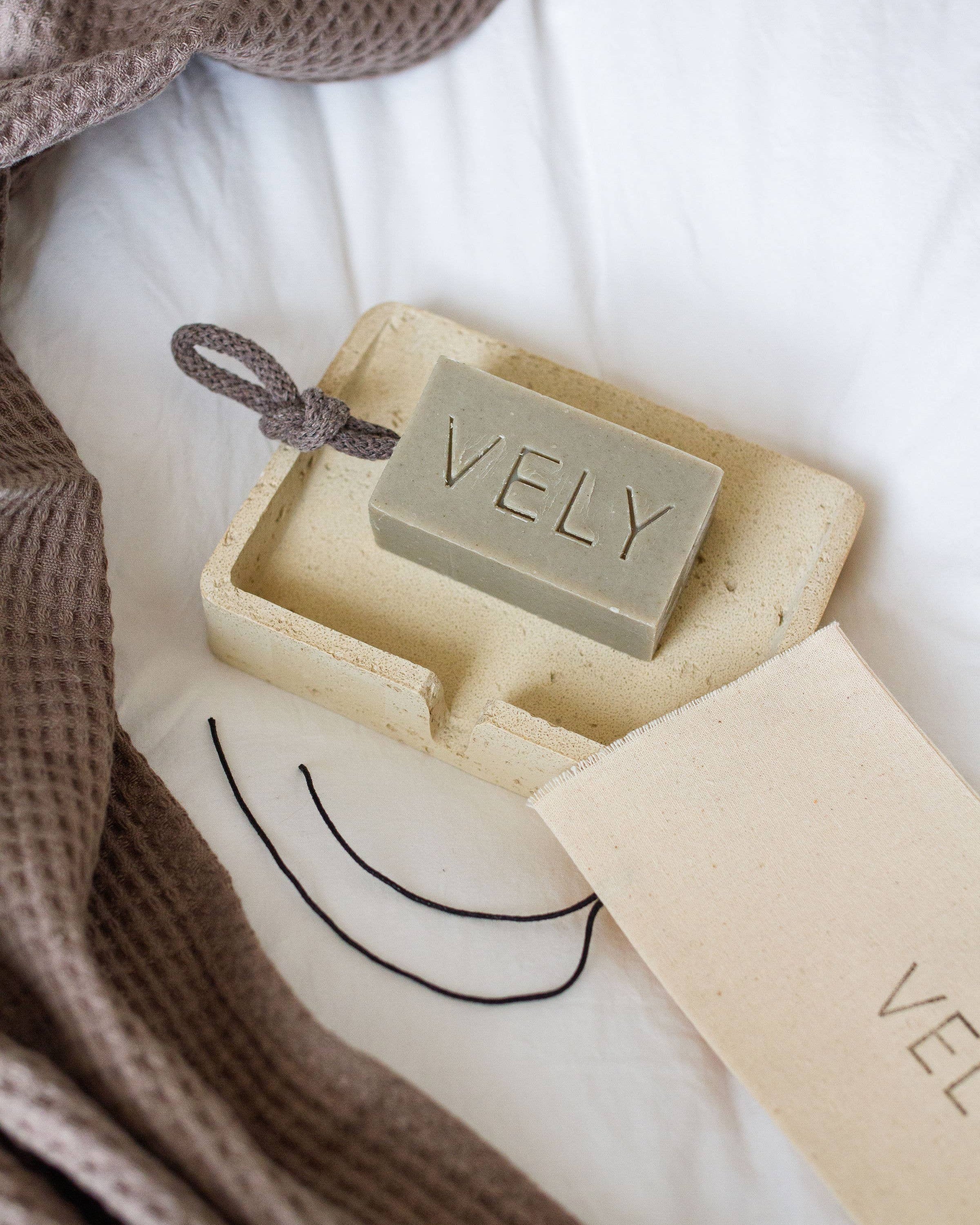 Natural Eucalyptus, Lavender and Dead Sea Clay Soap on a Rope Sea Meditation