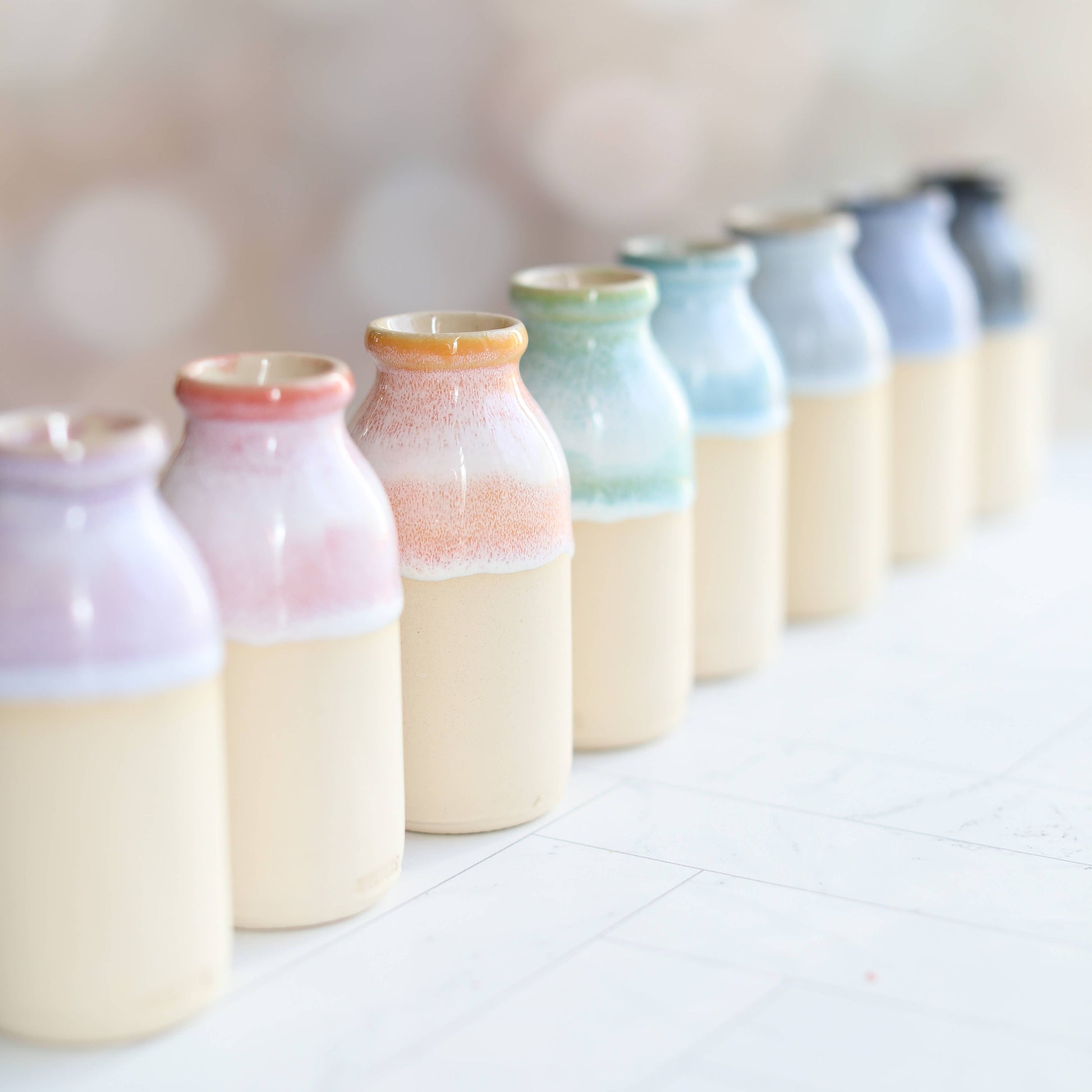Ceramic Milk Bottle Vase Mustard Yellow - Handmade Ceramic Vase
