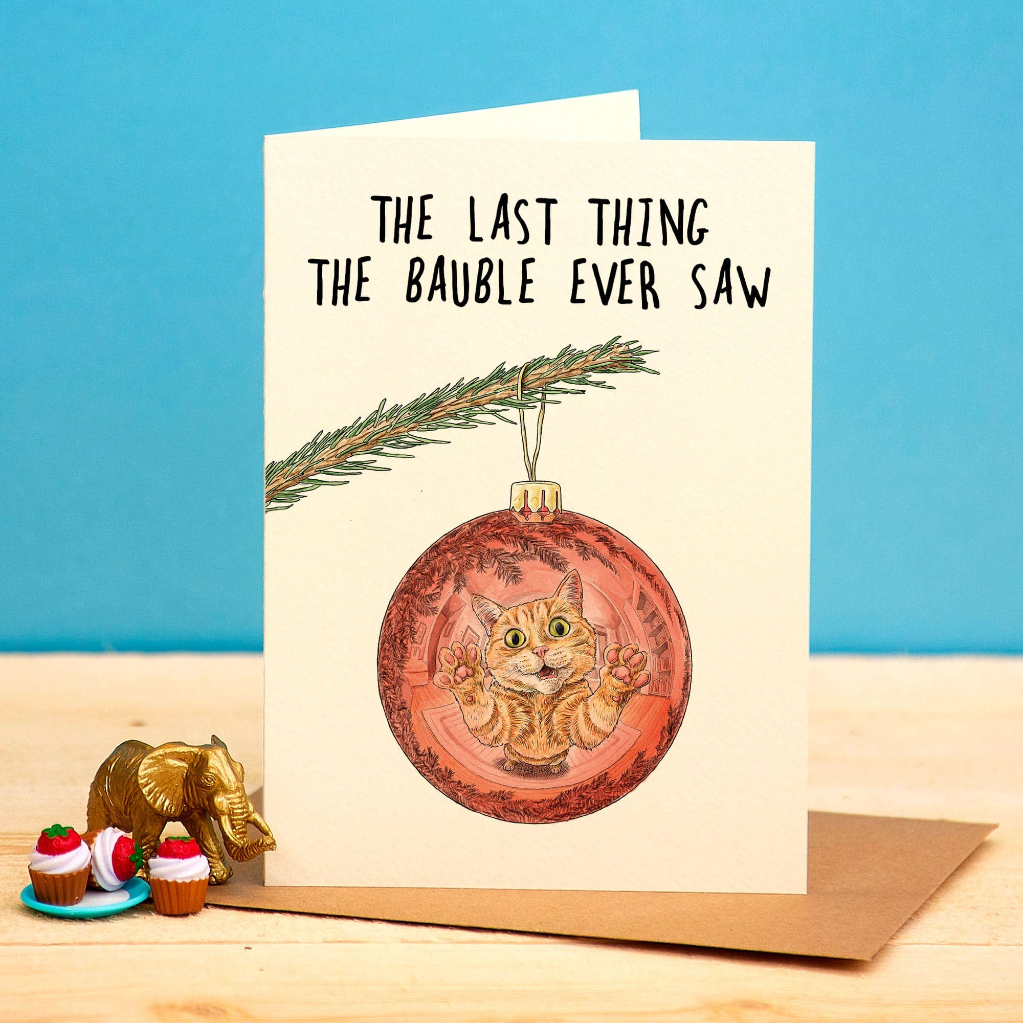 Cat Bauble Card - Christmas Card