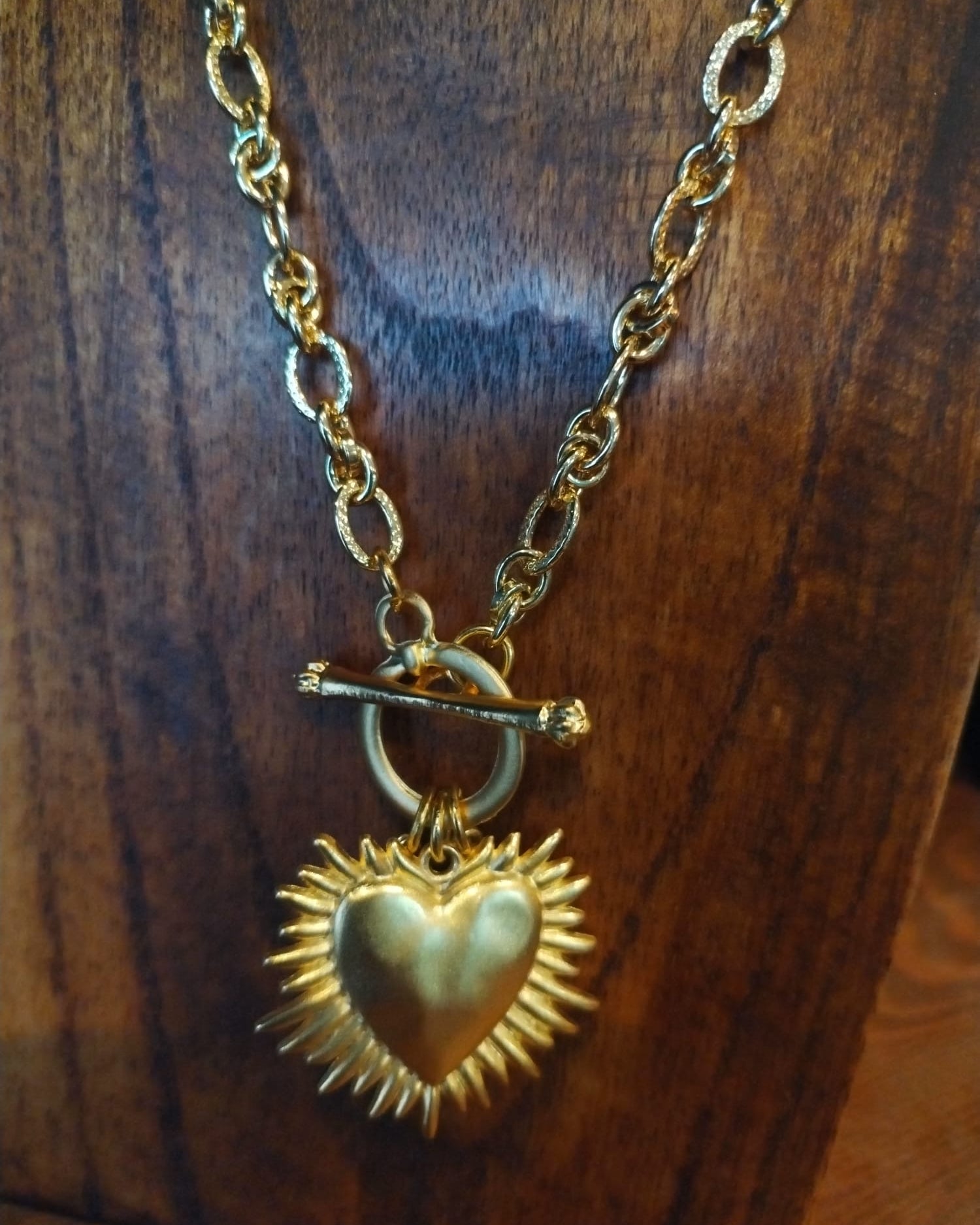 Gold Chain Necklace with, Heart and Pearl Charms 67cm