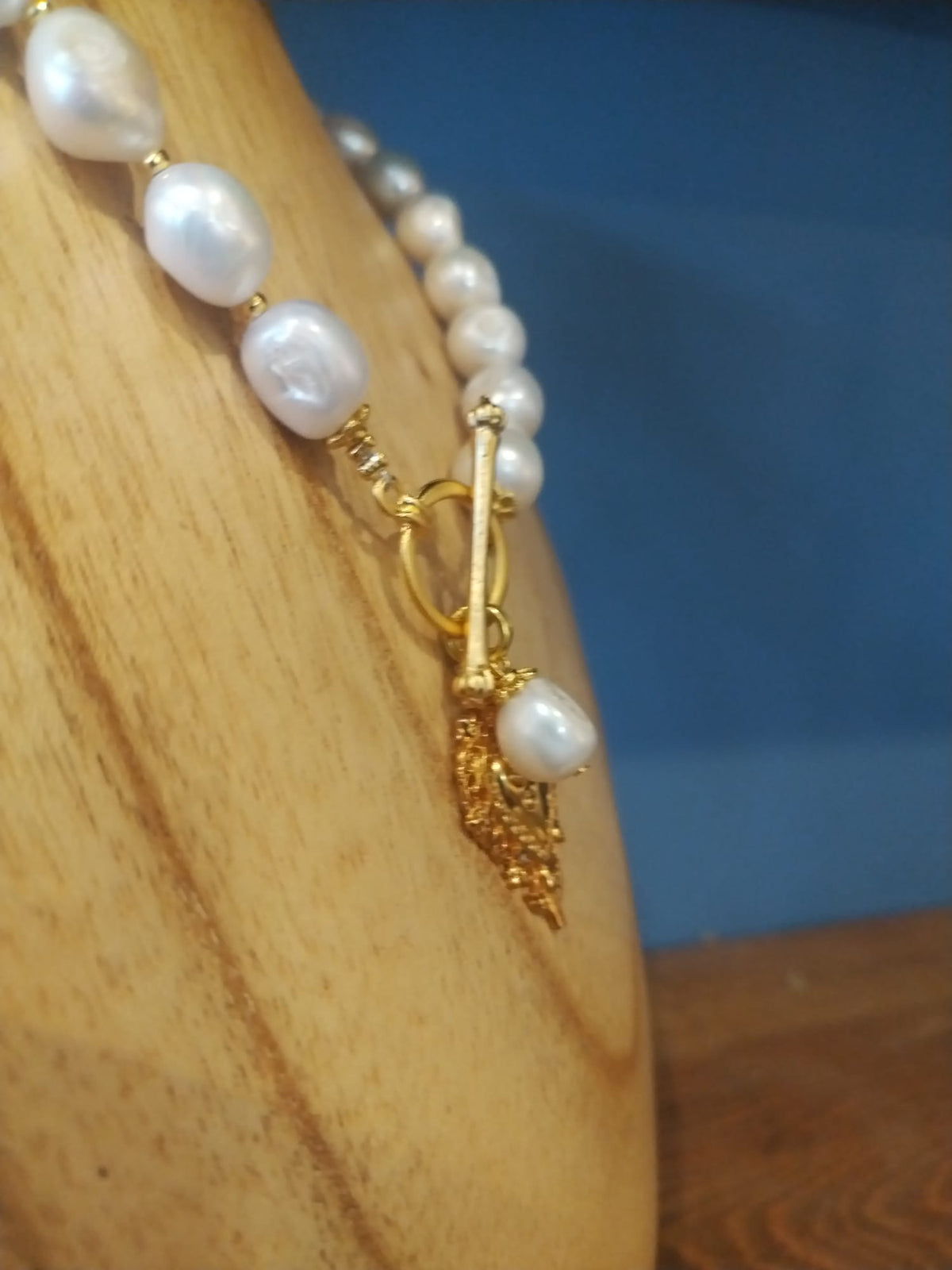 Freshwater Pearl Necklace with Gold Heart