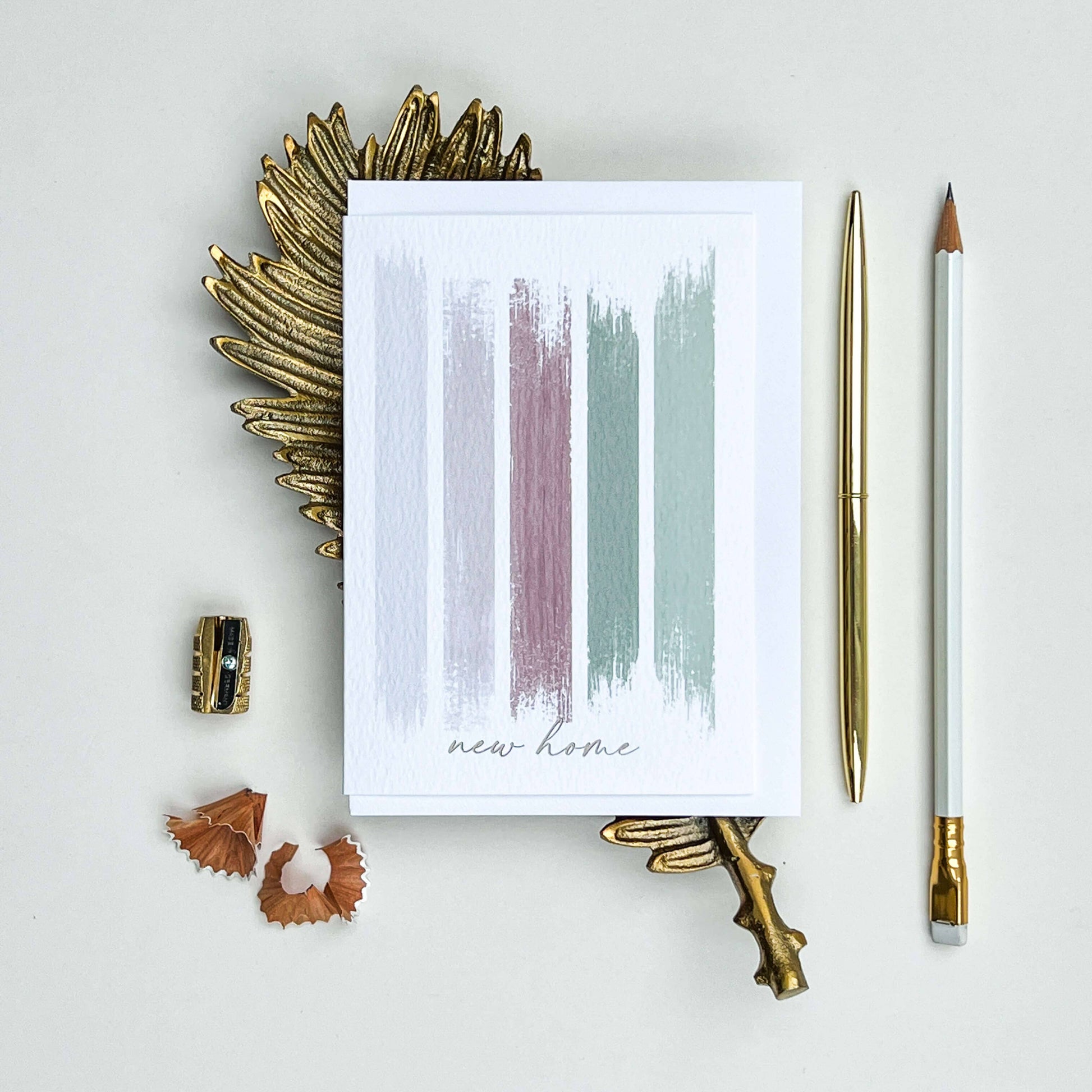 Pink and Green New Home Card Designed & Made in East Anglia