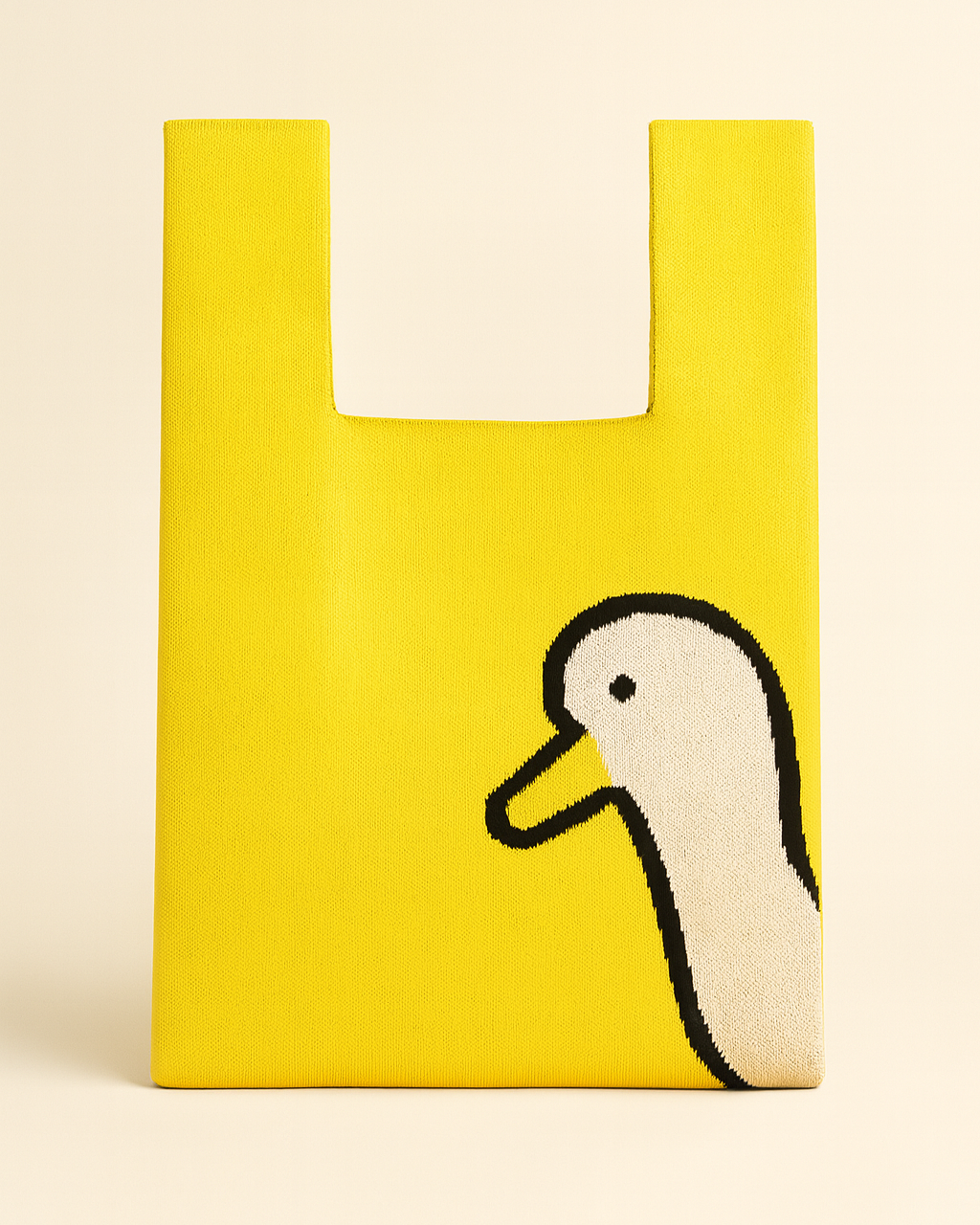 Yellow Peek a Duck Knitted Handbag Medium by Tokeii