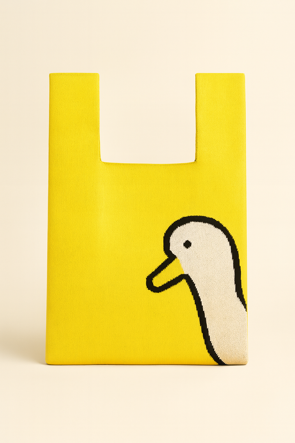 Yellow Peek a Duck Knitted Handbag Medium by Tokeii