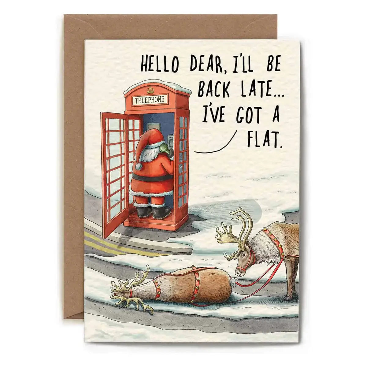 Reindeer Flat Funny Christmas Card
