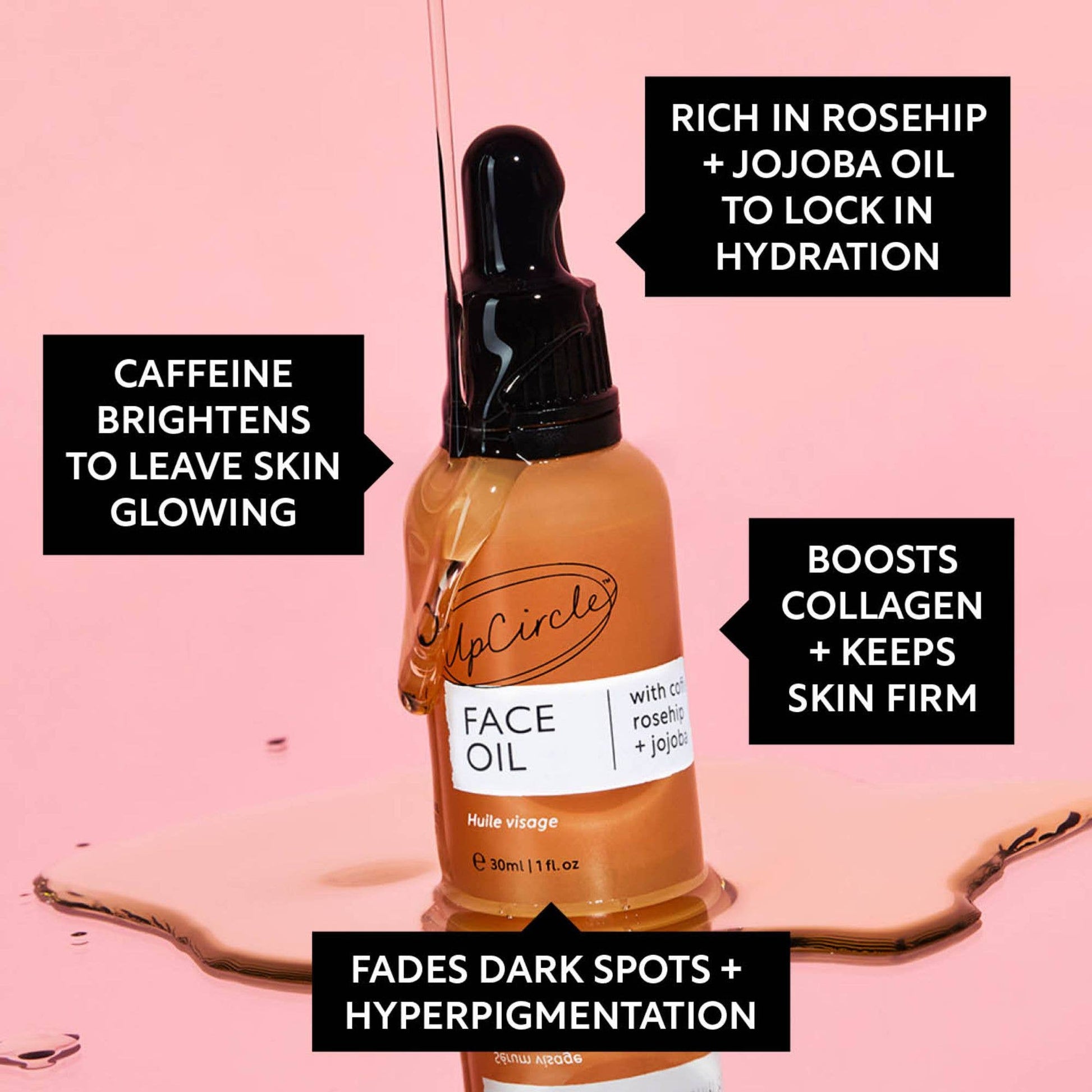 Collagen Boosting Vegan Organic Coffee + Rosehip Face Oil: 30ml