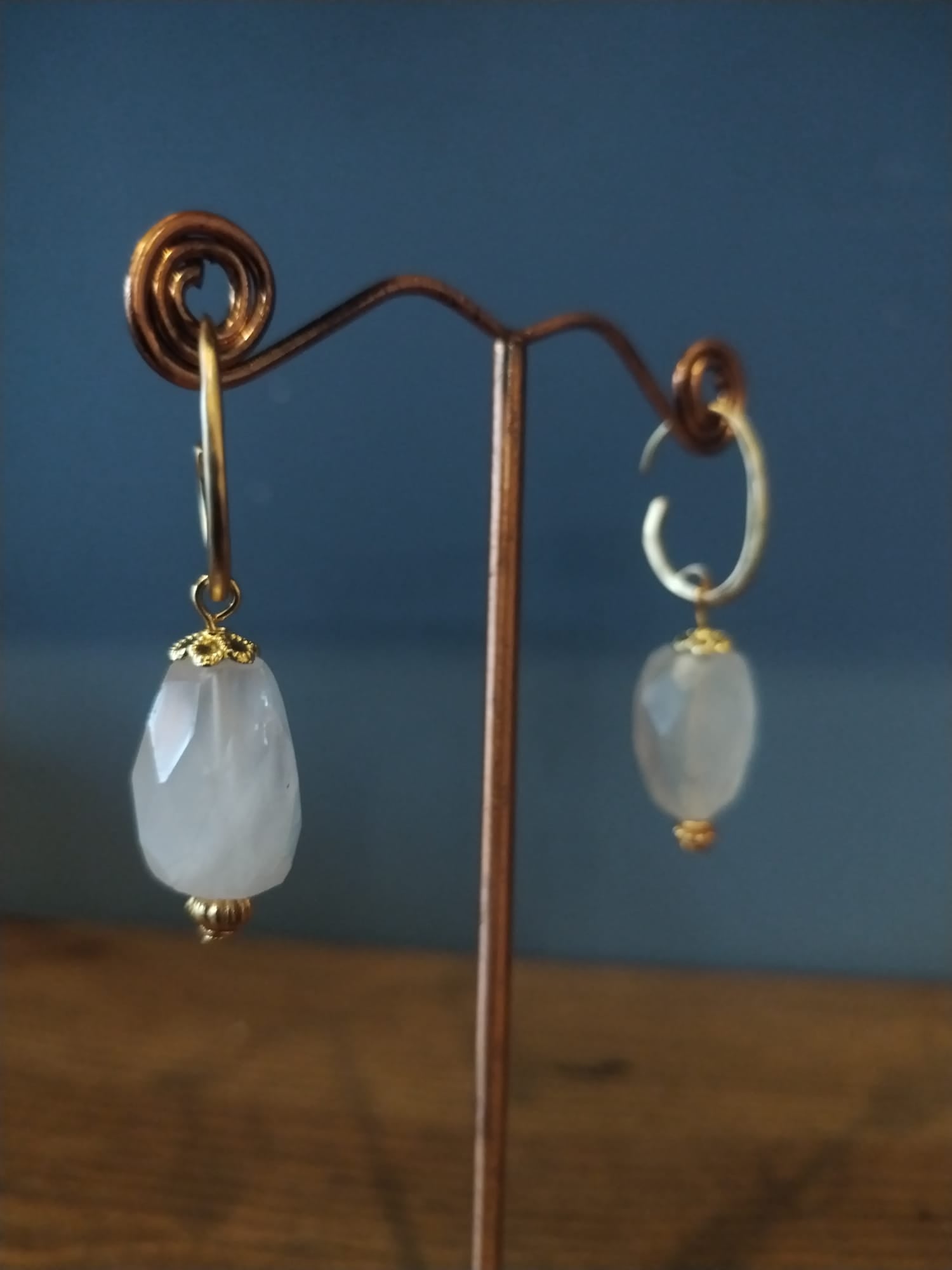Smoky Crystal Drop Hoop Earrings Handmade in Bristol