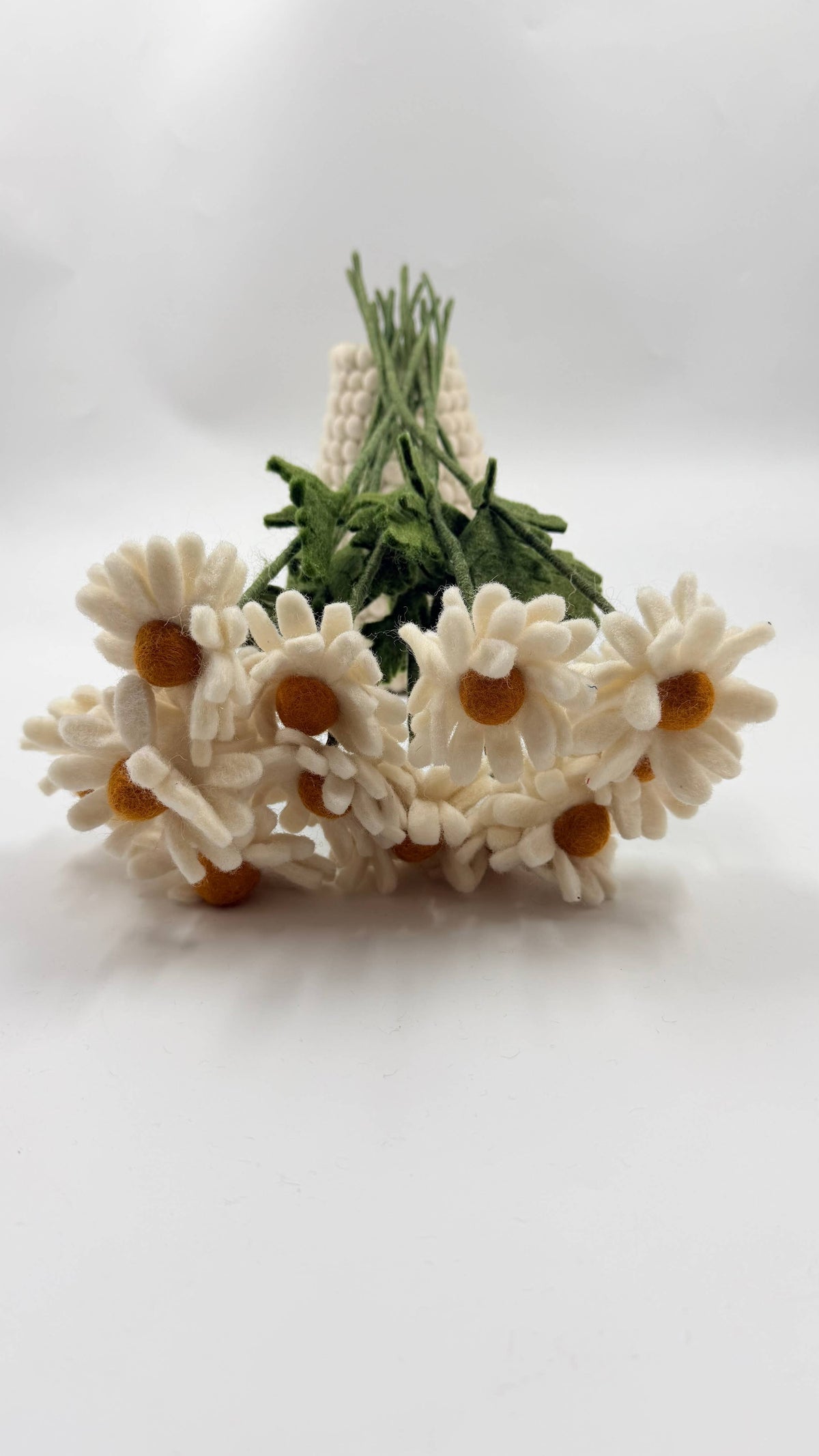 Handmade Felt White Daisy Flower Stem