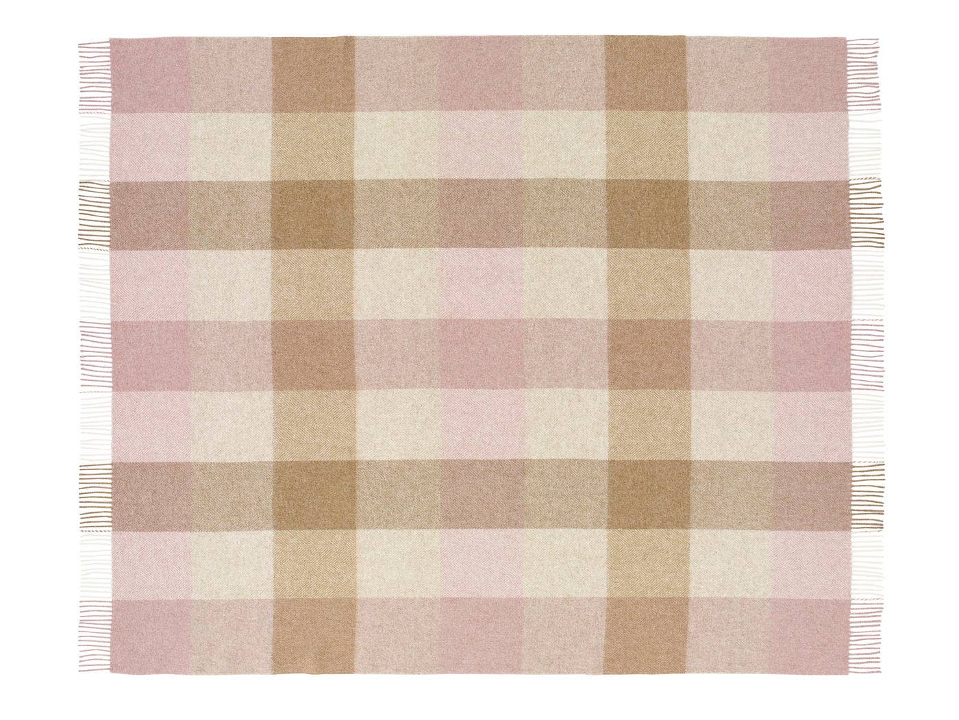 British Wool Block Check Throw in Natural - Bronte By Moon