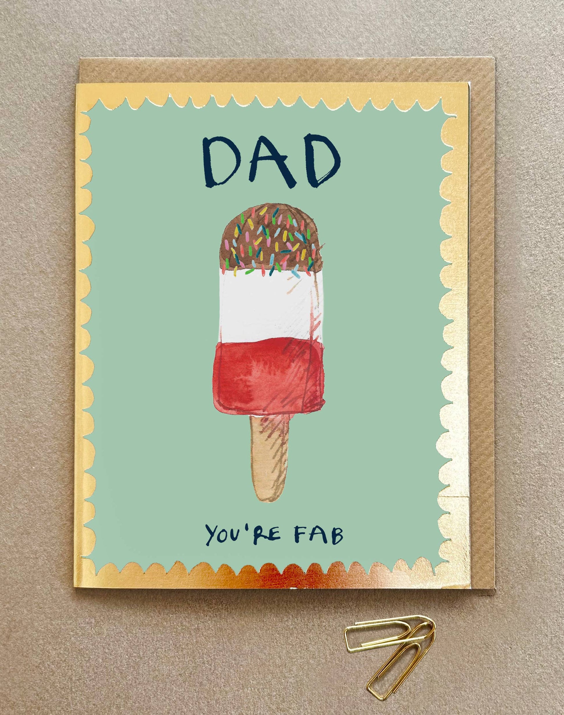 ‘Fab Dad’ Father’s Day Card – Gold Foiled Luxe Matt Card | Gala Collection UK Printed