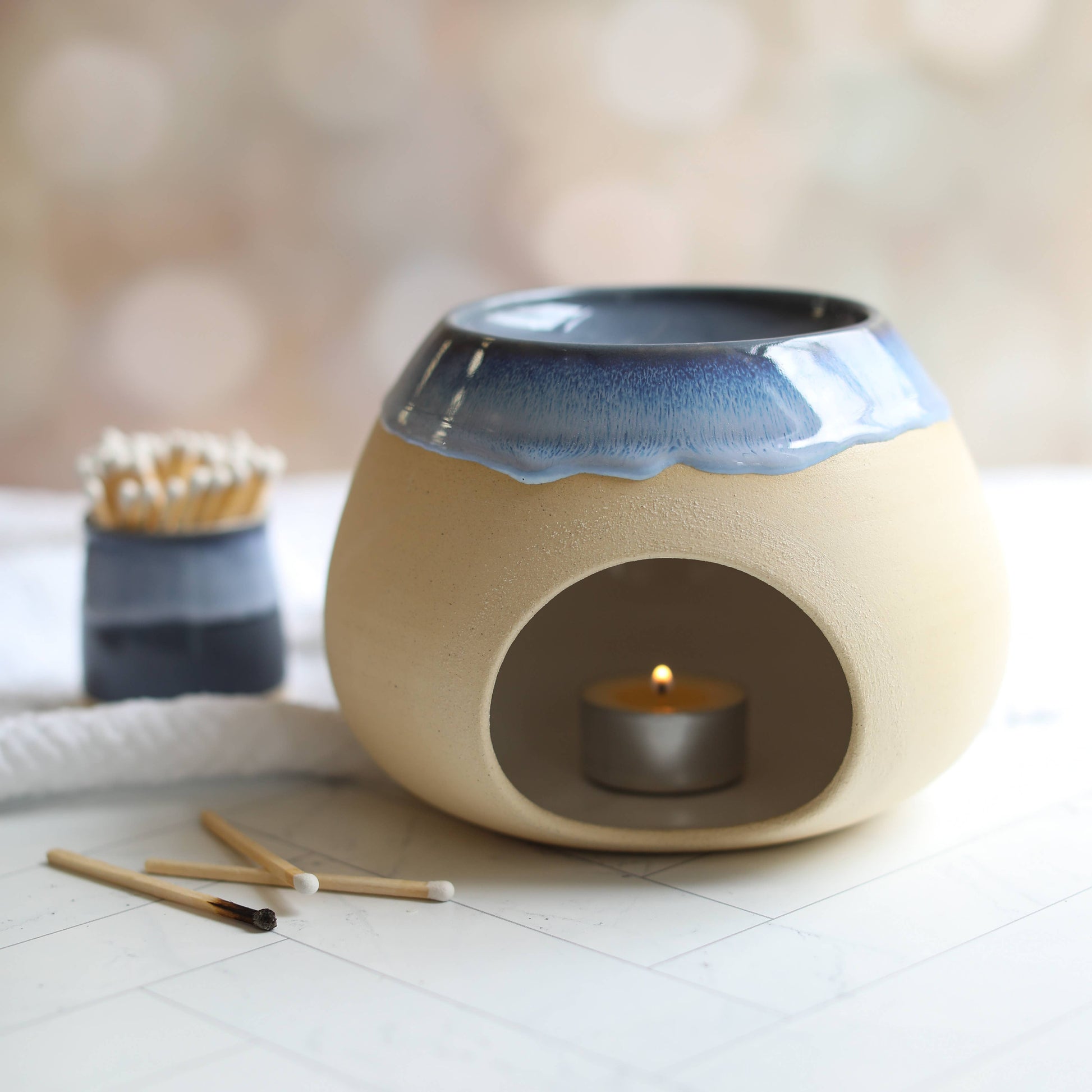 Handmade Pea Green Ceramic Wax Melt Burner