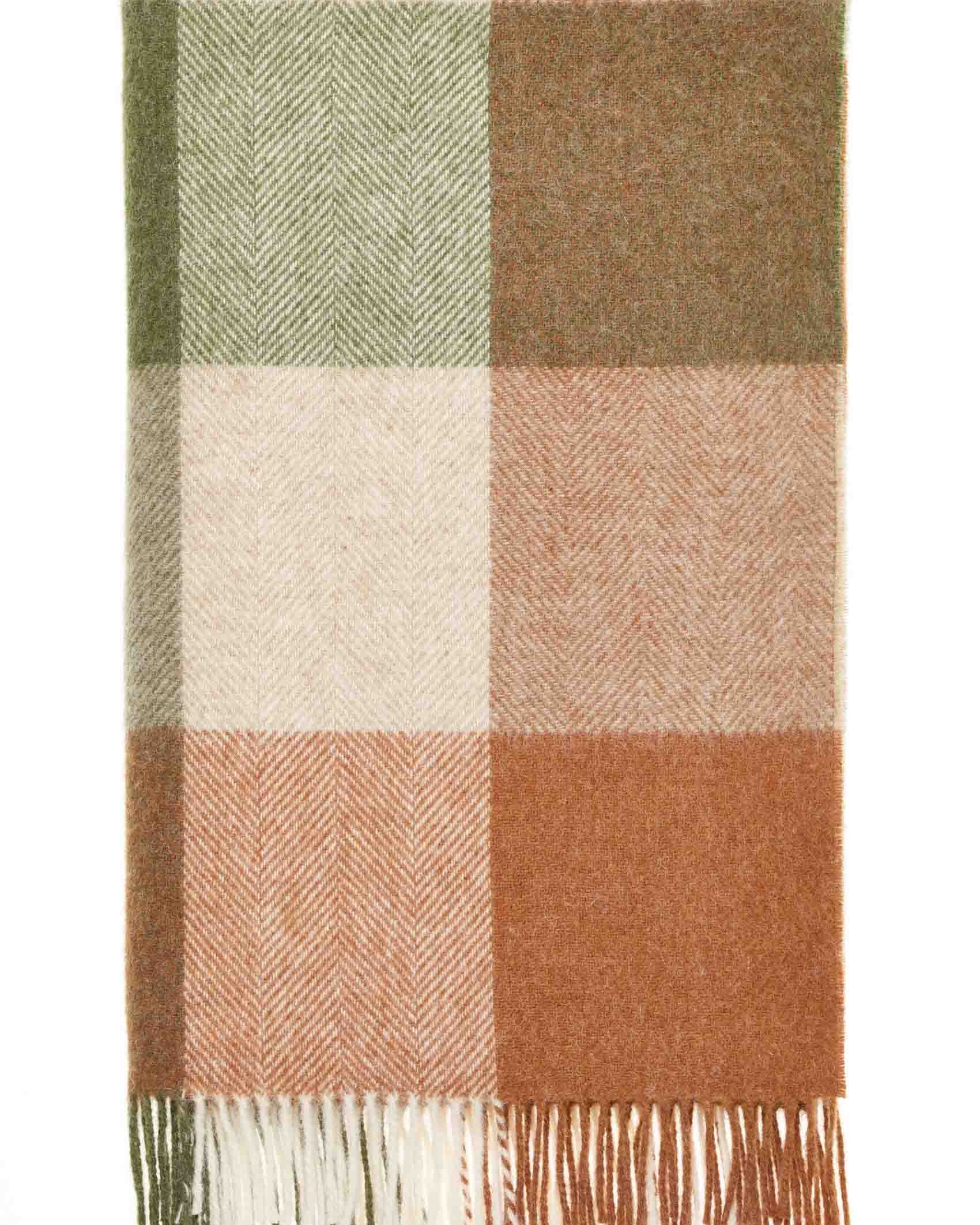 British Wool Block Check Throw in Natural - Bronte By Moon