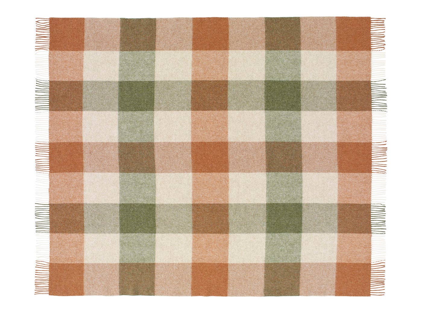 British Wool Block Check Throw in Natural - Bronte By Moon