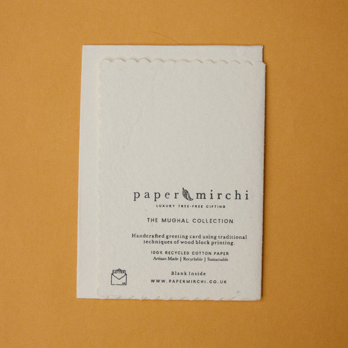 Mirchi Hand Block Printed Greeting Card - Poppy Lavender