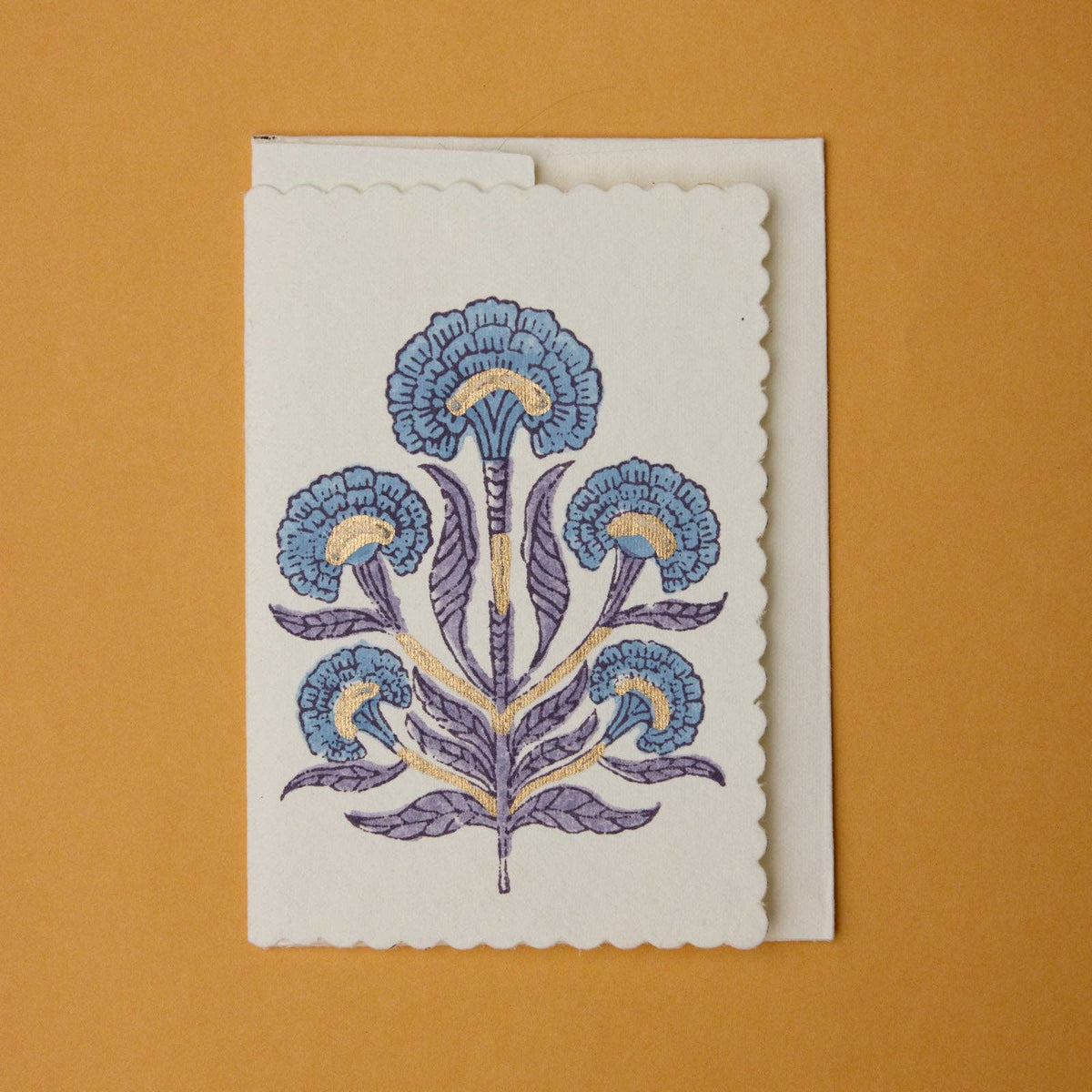 Mirchi Hand Block Printed Greeting Card - Poppy Lavender