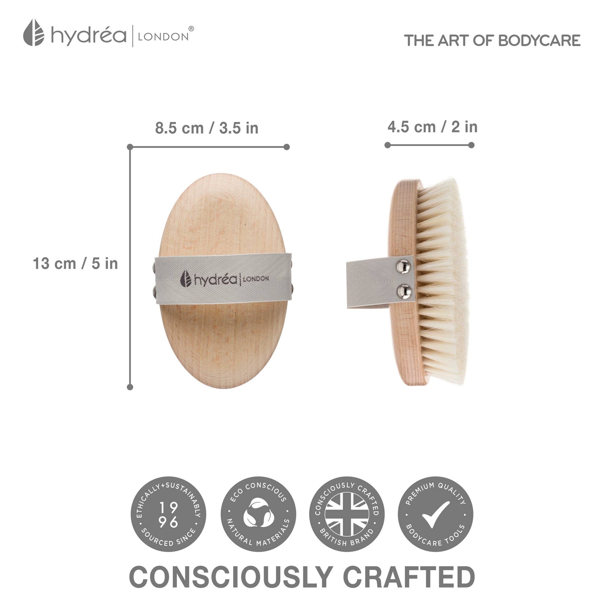 Body Brush Natural Bristle FSC Beechwood Wet & Dry - UK Made