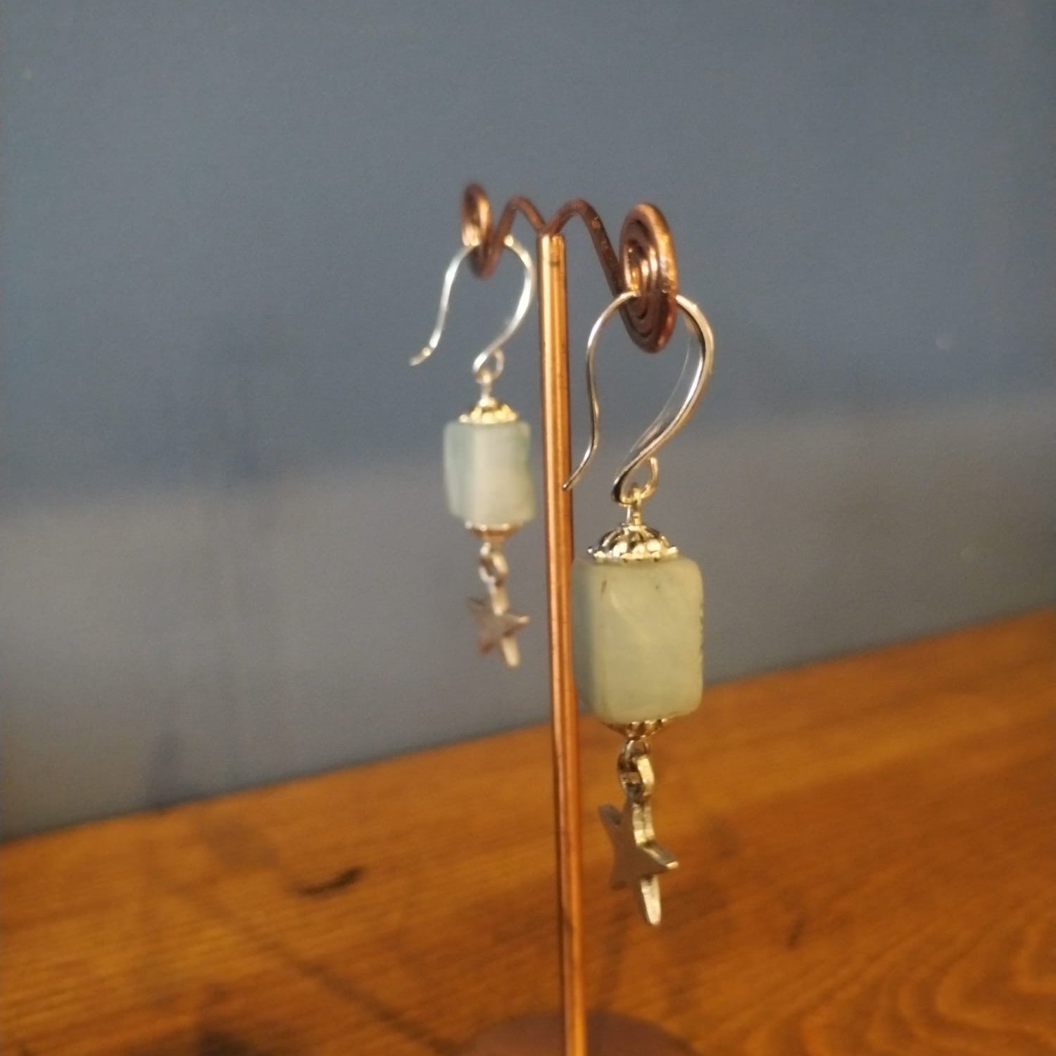 Silver Smoky Quartz Star Charm Earrings Handmade in Bristol
