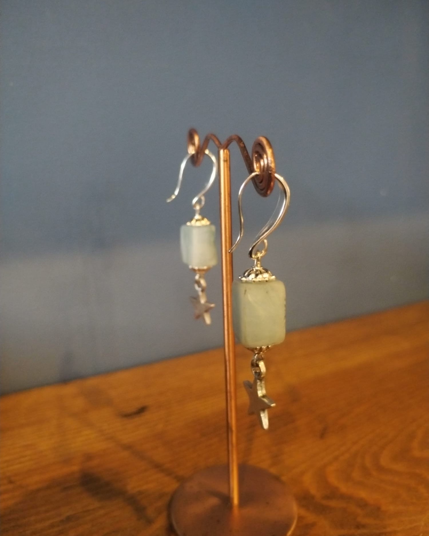 Silver Smoky Quartz Star Charm Earrings Handmade in Bristol