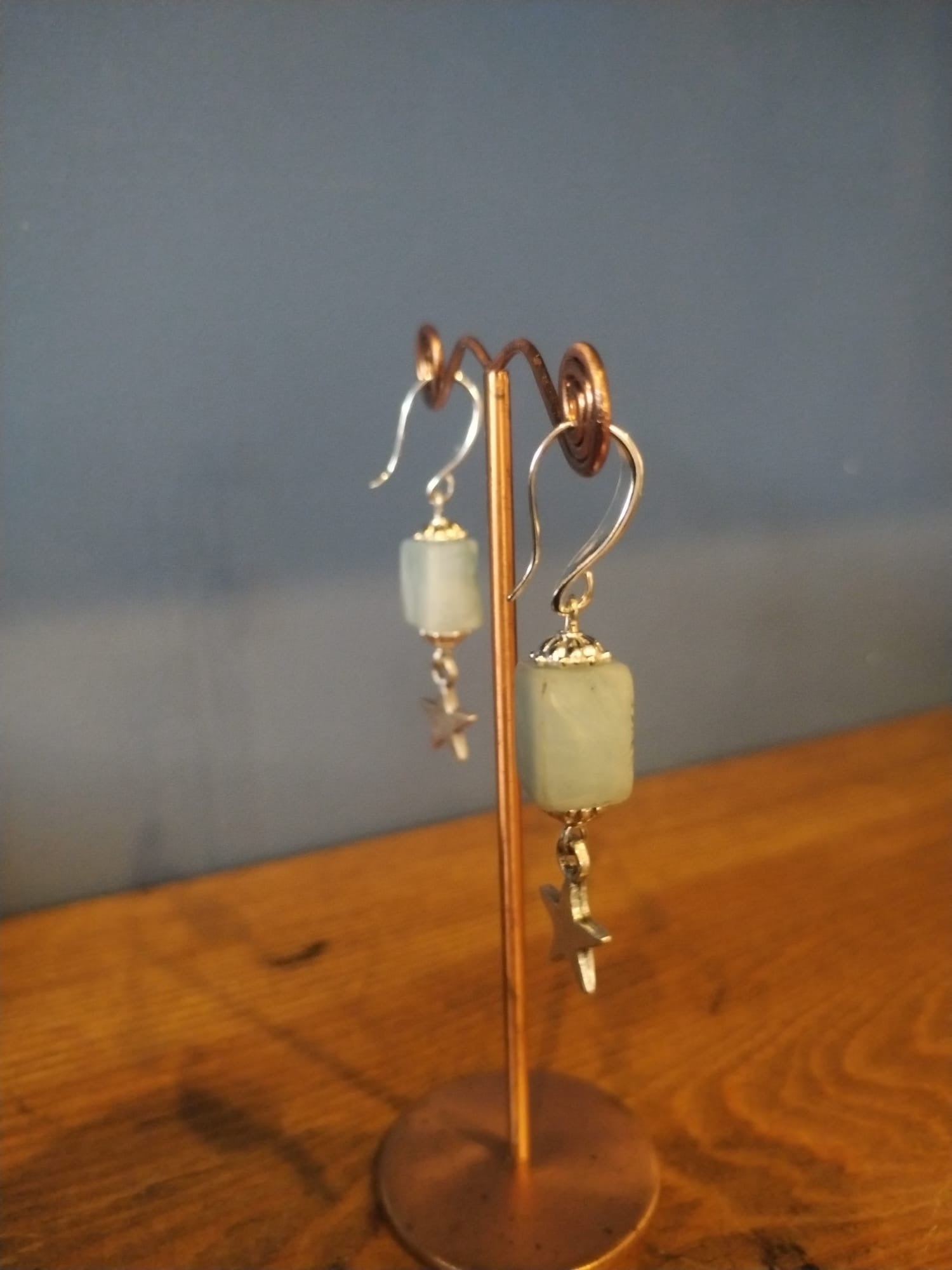 Silver Smoky Quartz Star Charm Earrings Handmade in Bristol
