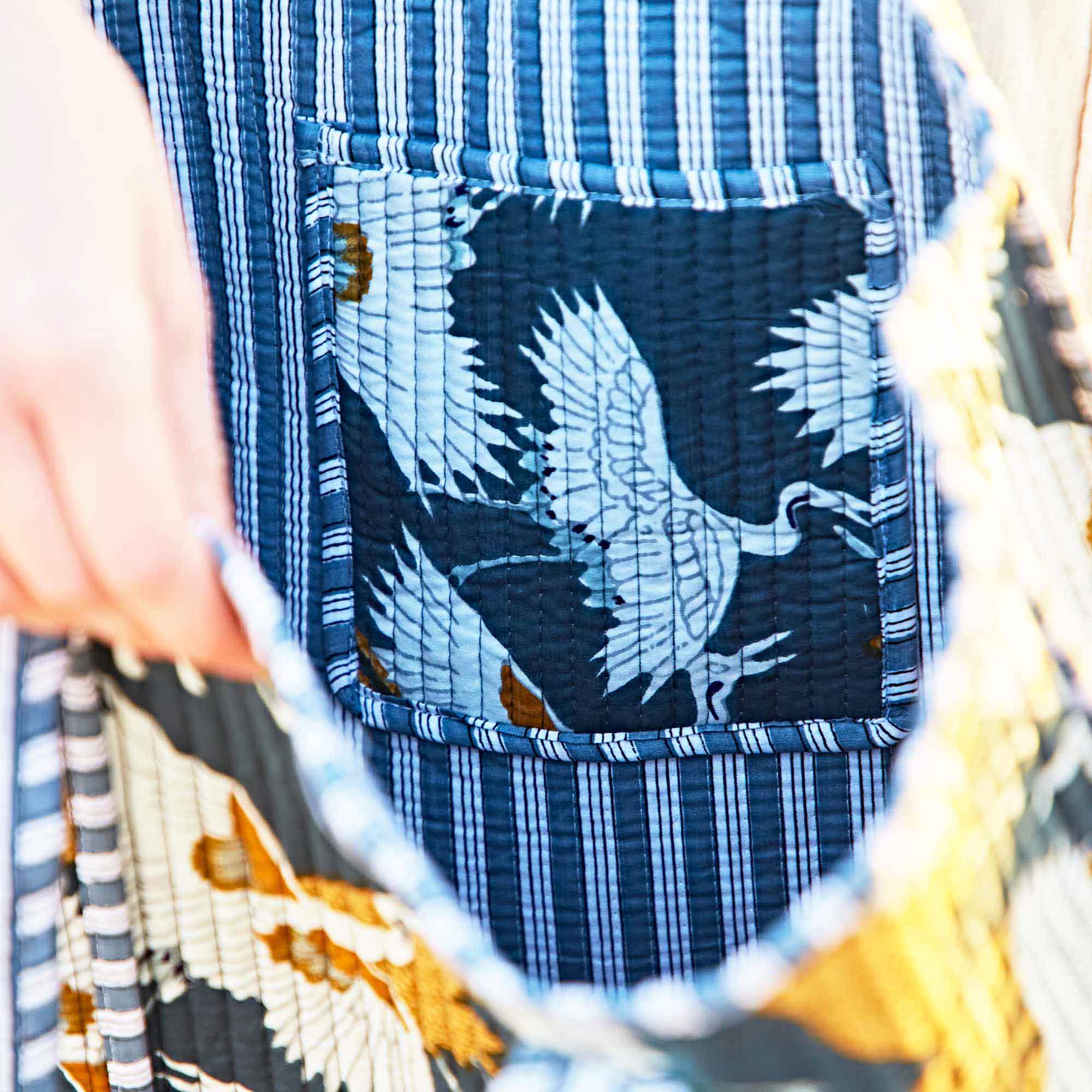 Stork Print Quilted Cotton Tote Bag