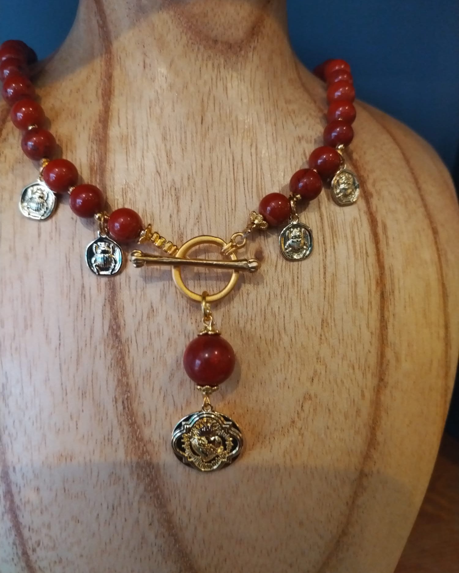 Tourmaline Necklace with Gold Charms and Medallion