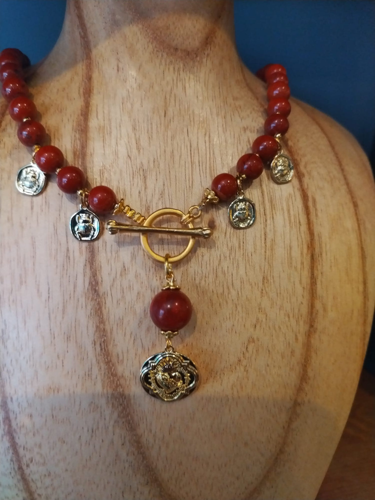 Tourmaline Necklace with Gold Charms and Medallion