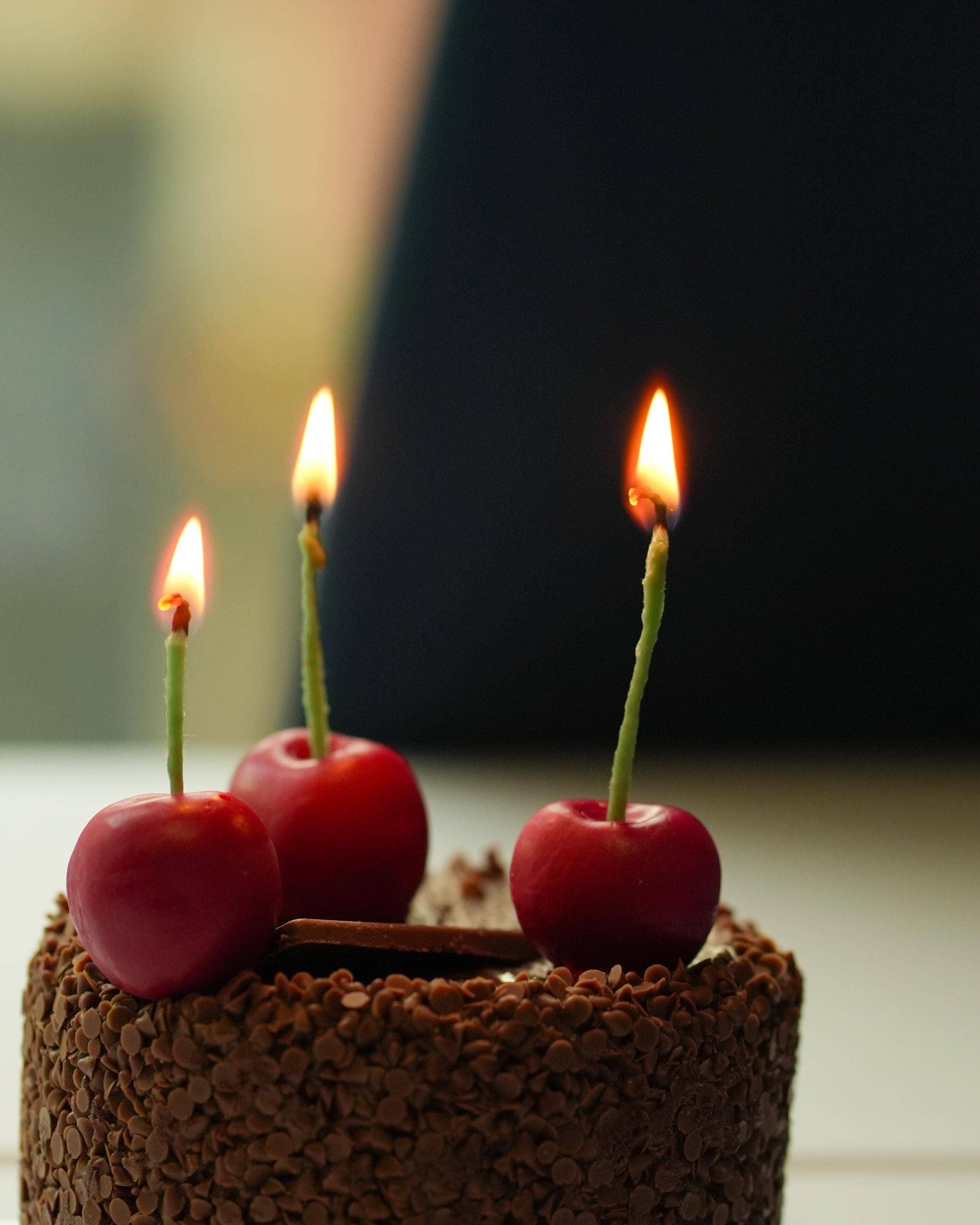 Handmade Cherry Cake Candles Set of Three