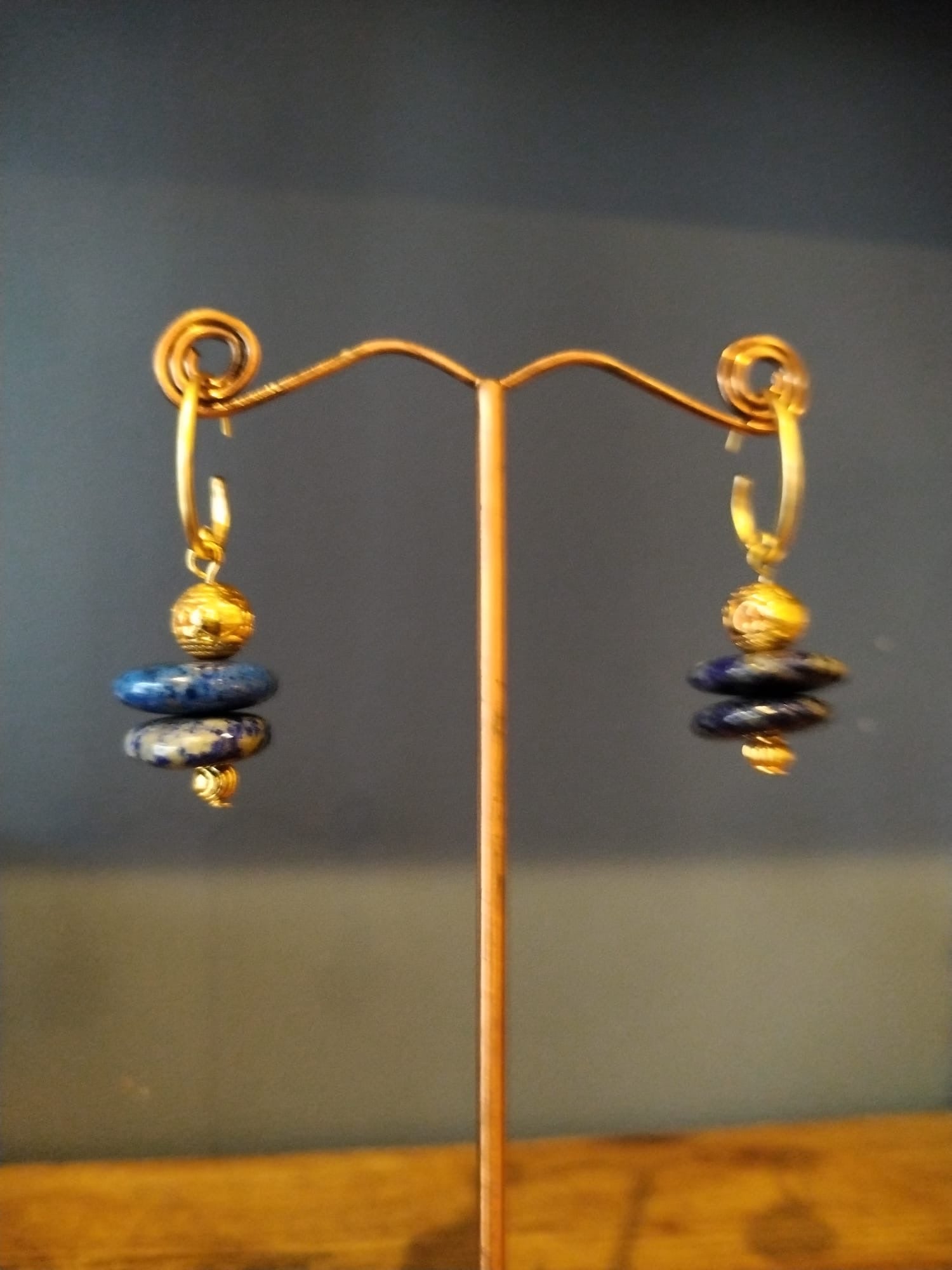 Sodalite & Gold Drop Earrings Handmade