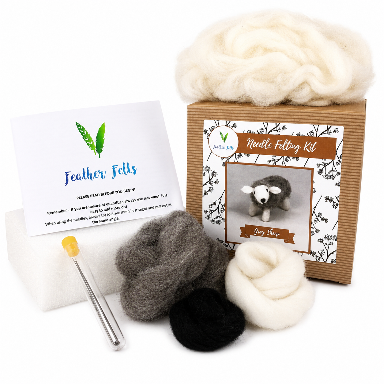 Grey Sheep Needle Felting Kit With Foam