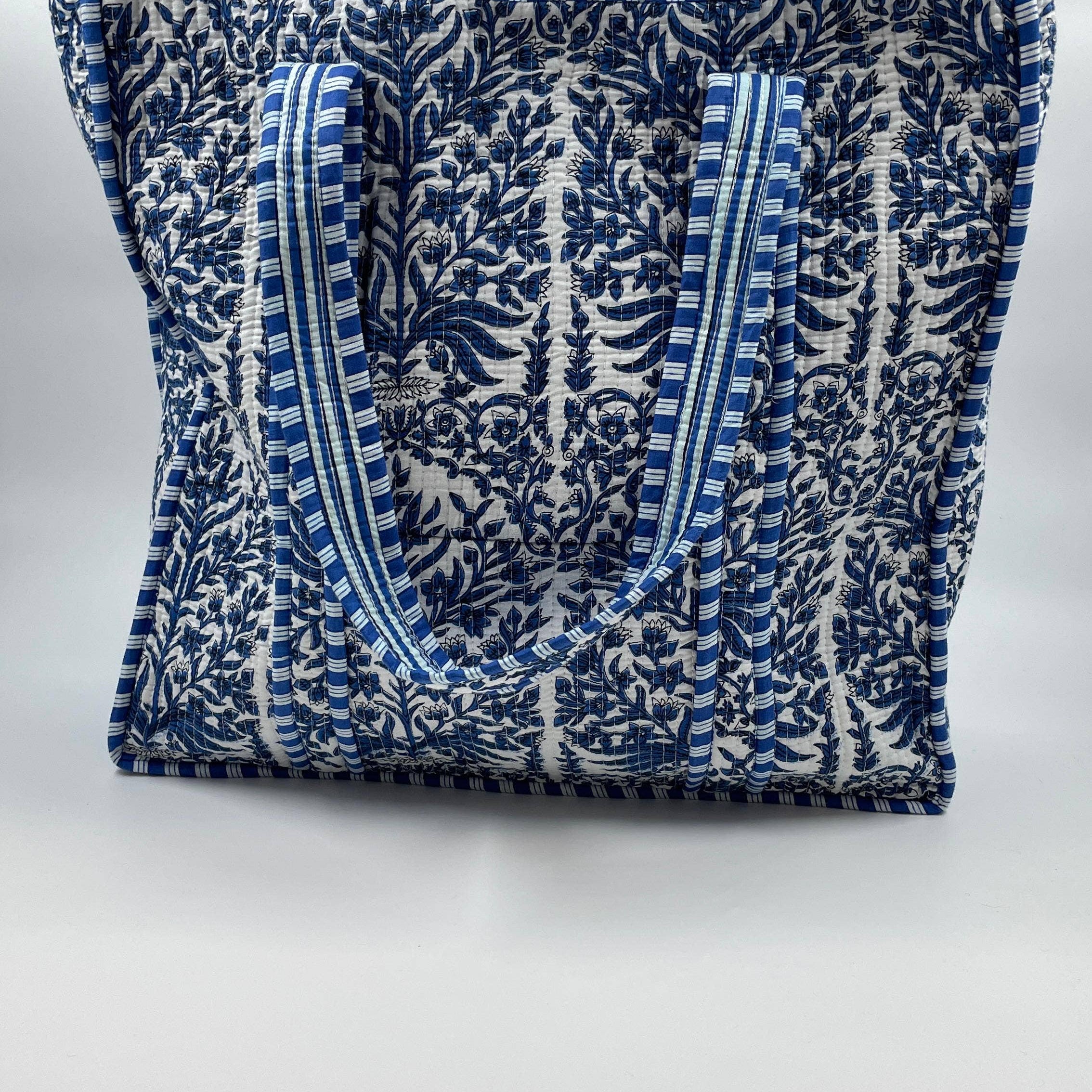 Blue & White Kantha Quilted Tote Bag