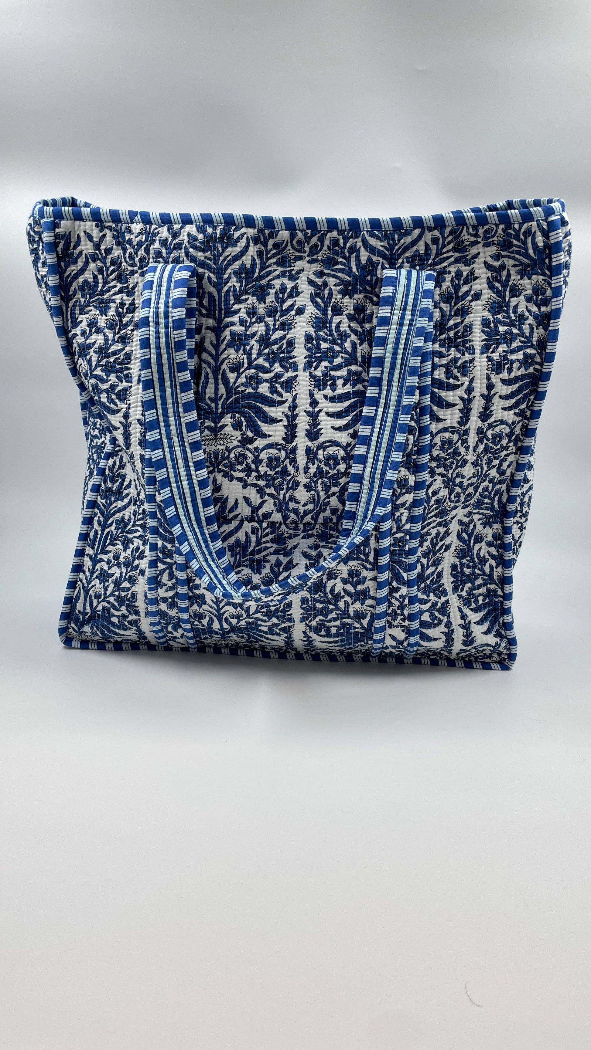Blue & White Kantha Quilted Tote Bag