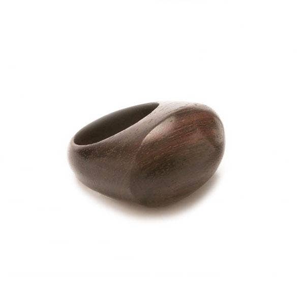 Brown wood Oval  Statement Cocktail Ring -  Large
