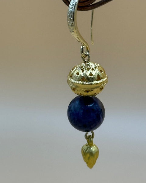 Purple Agate & Gold Drop Earrings