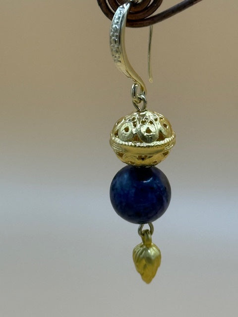 Purple Agate & Gold Drop Earrings