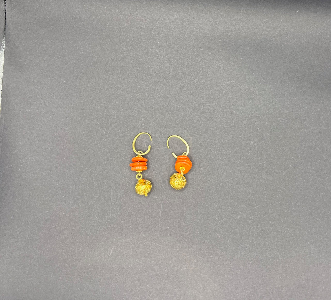 Coral & Gold Earrings