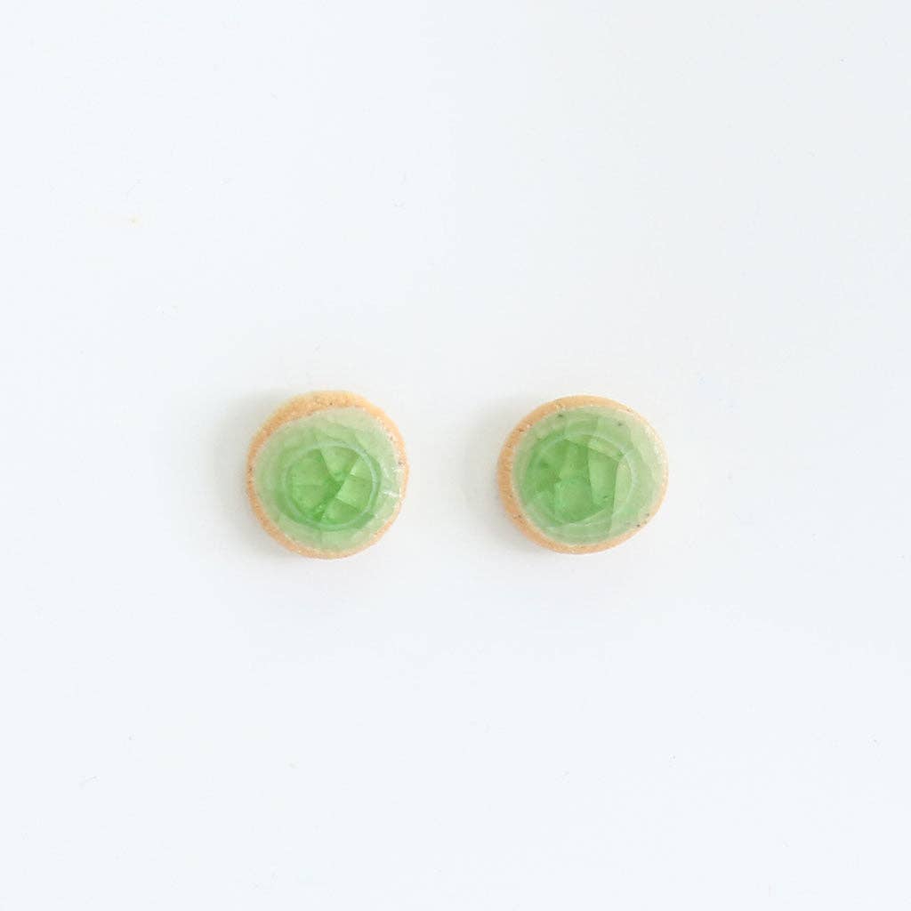 Recycled Beer Bottle Emerald Stud Earrings