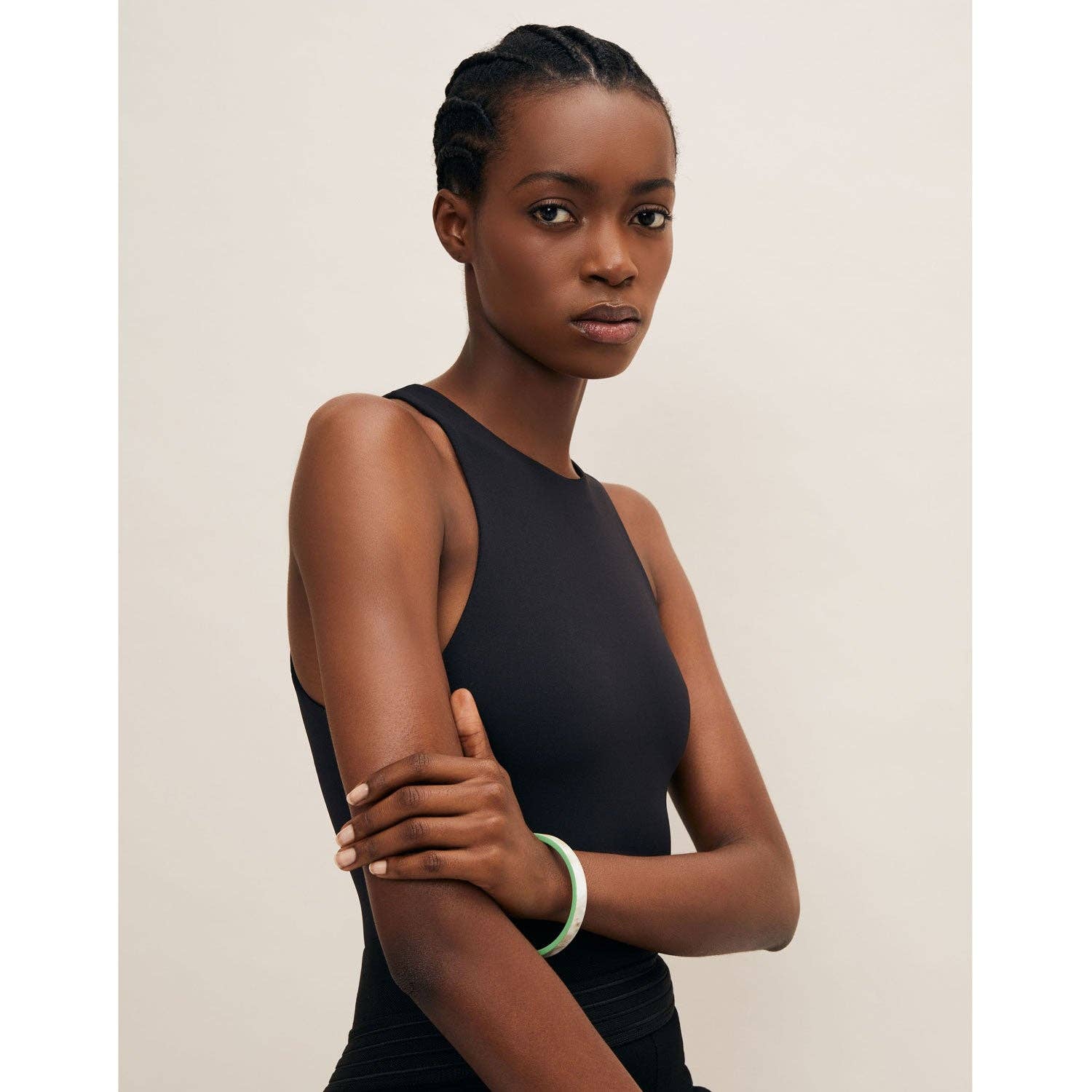 Slim mint and white Natural Bangle