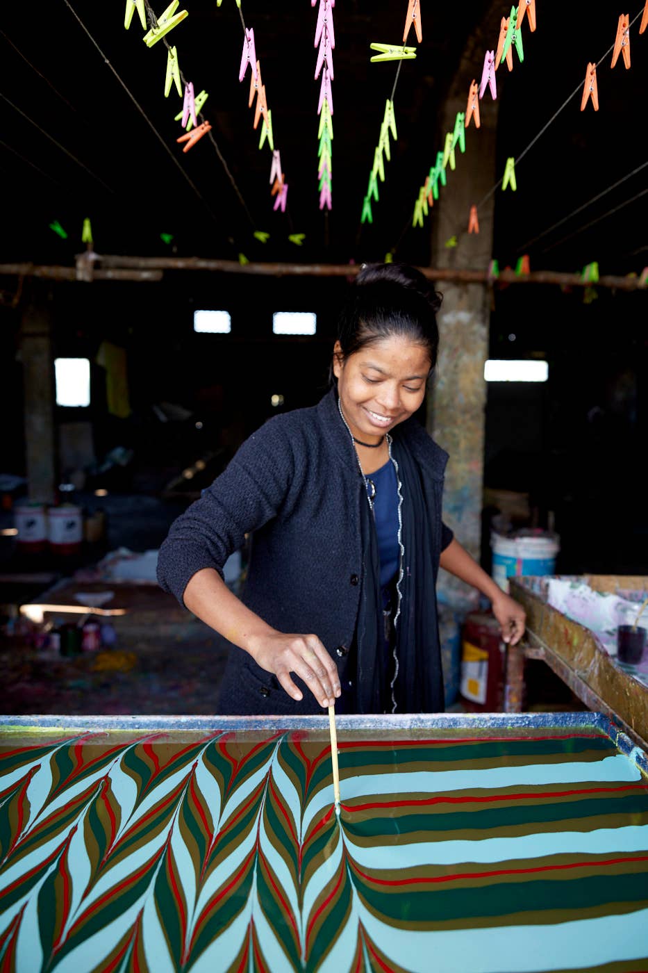 Hand Marbled Christmas Wrapping Paper - CandyStripes Festive