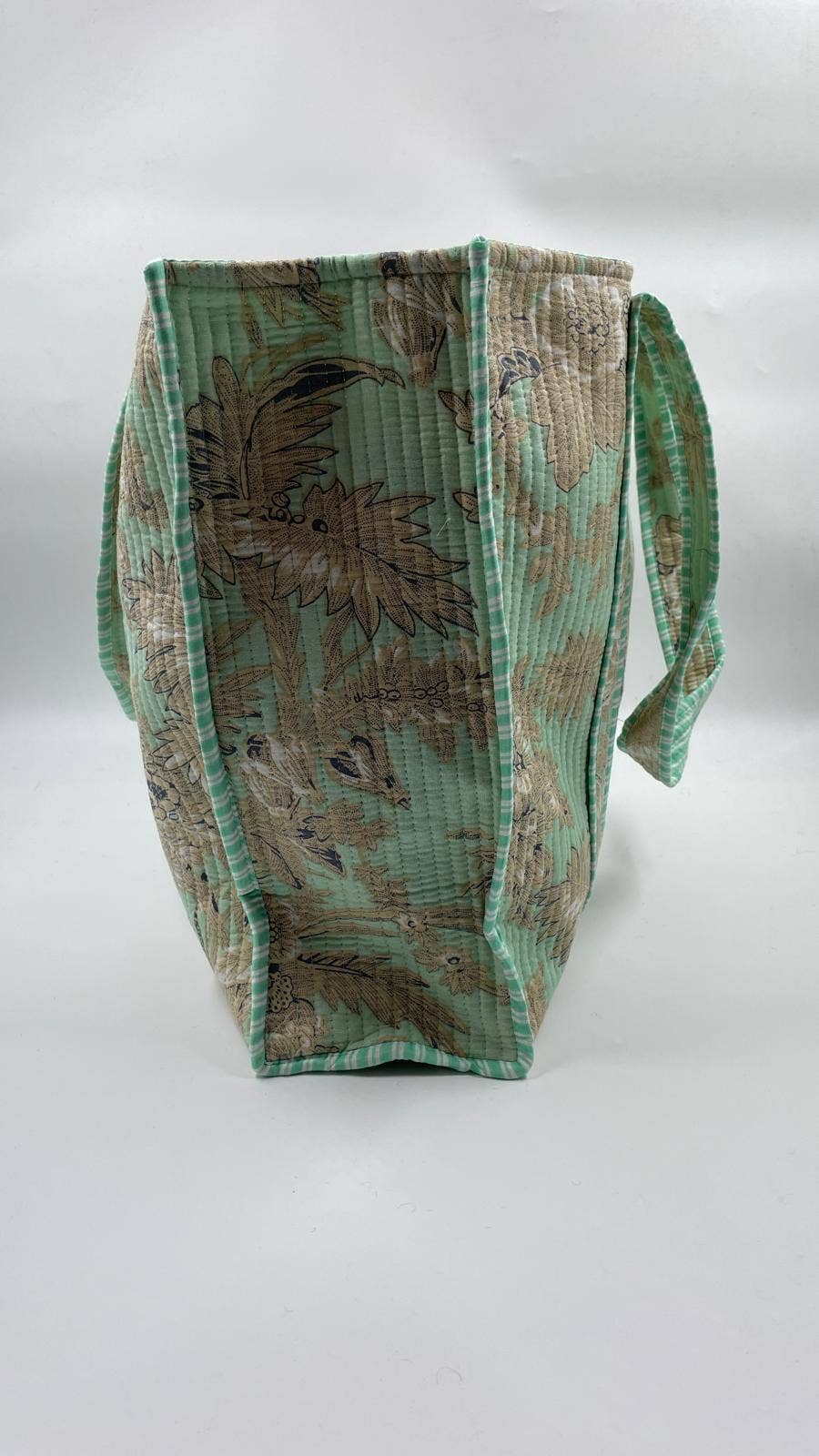 Teal, Floral Kantha Quilted  Tote Bag