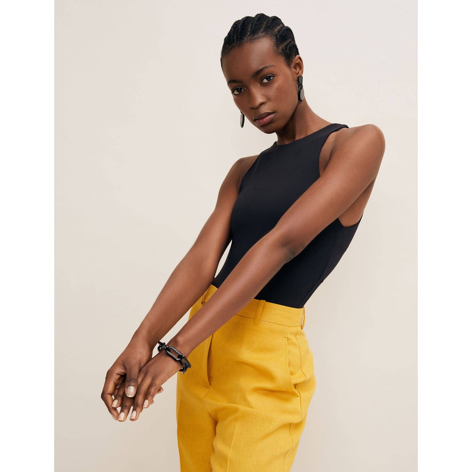 Rectangle link Buffalo horn bracelet - Black